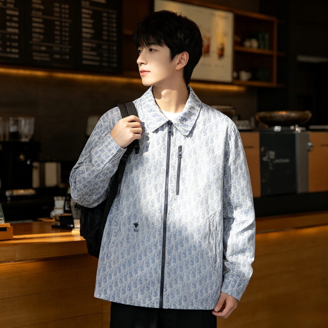 CD embroidered zip-up jacket