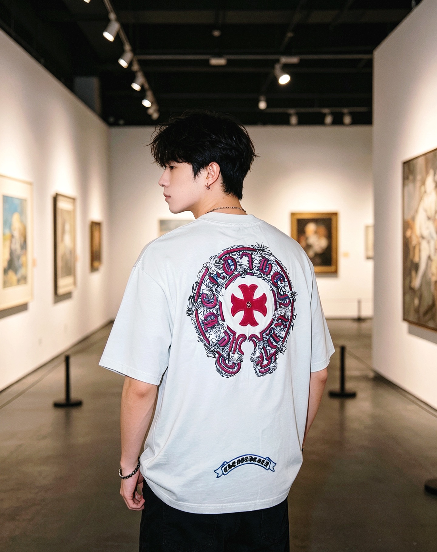 Chrome cross applique t-shirt
