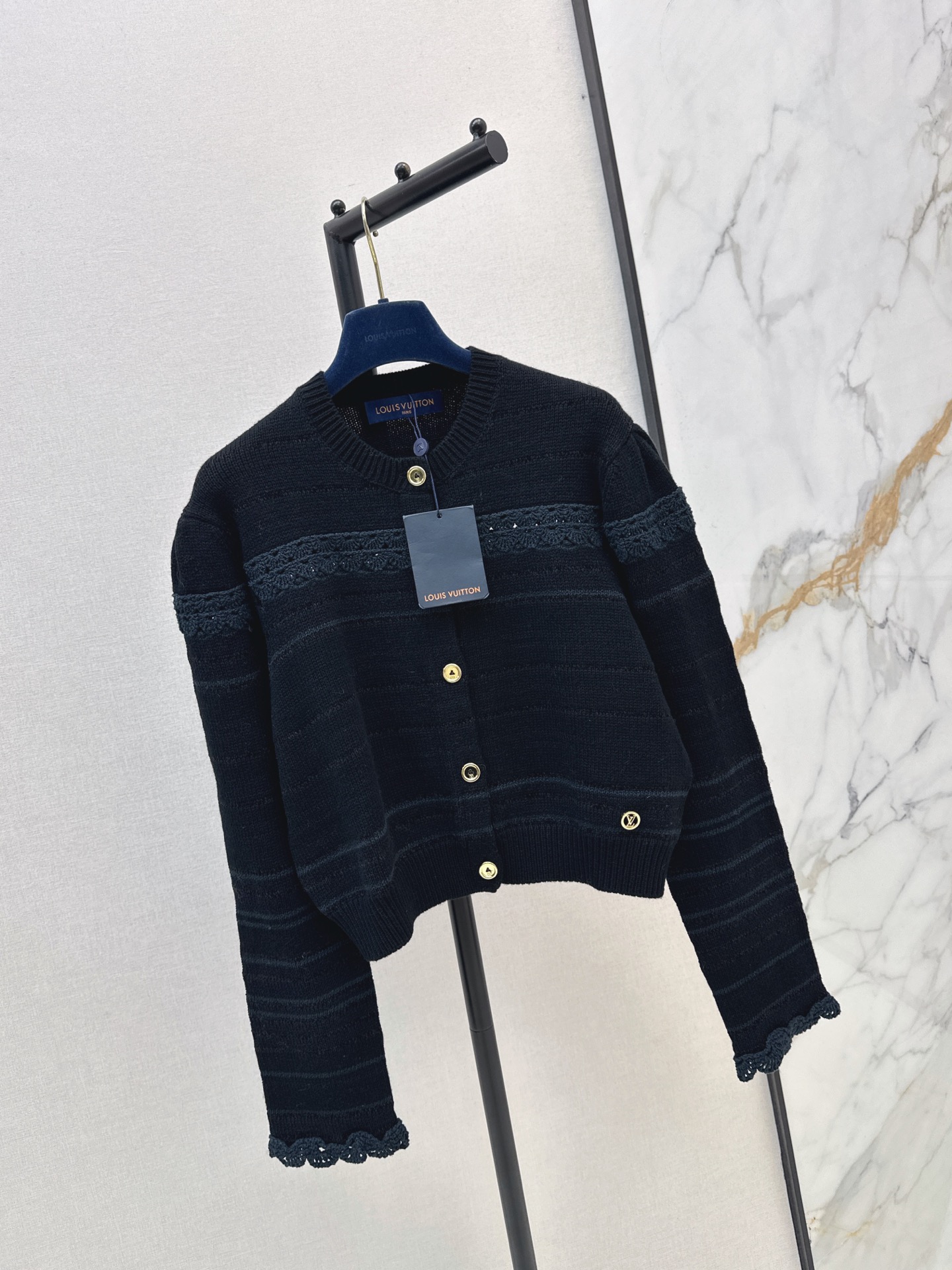 Loui 26fw lace-trim cardigan