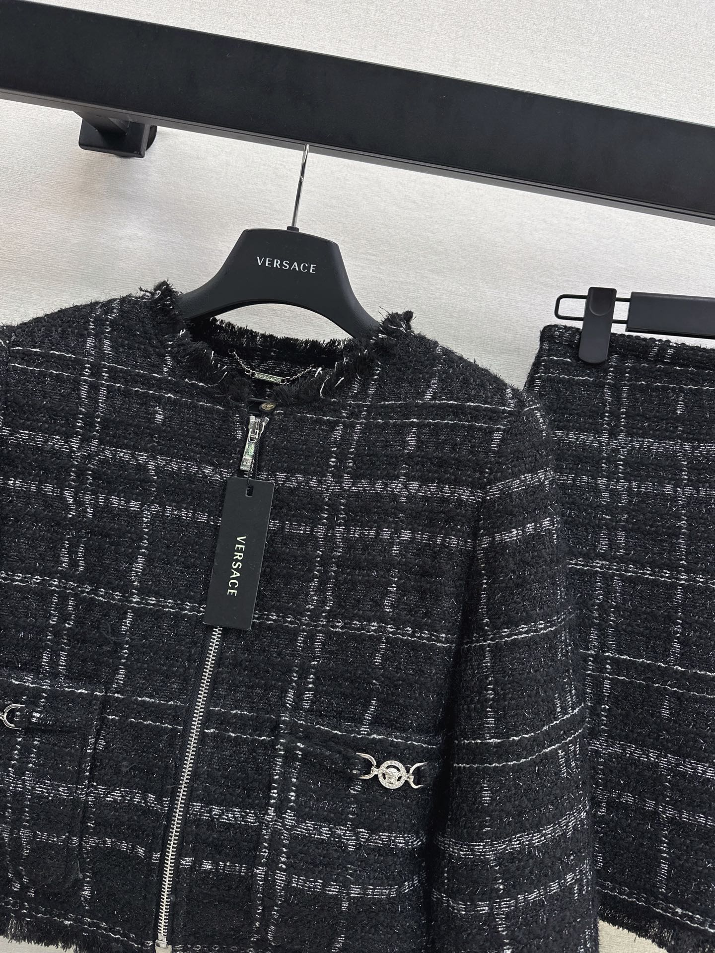 Ver 26fw check jackewt skirt sets