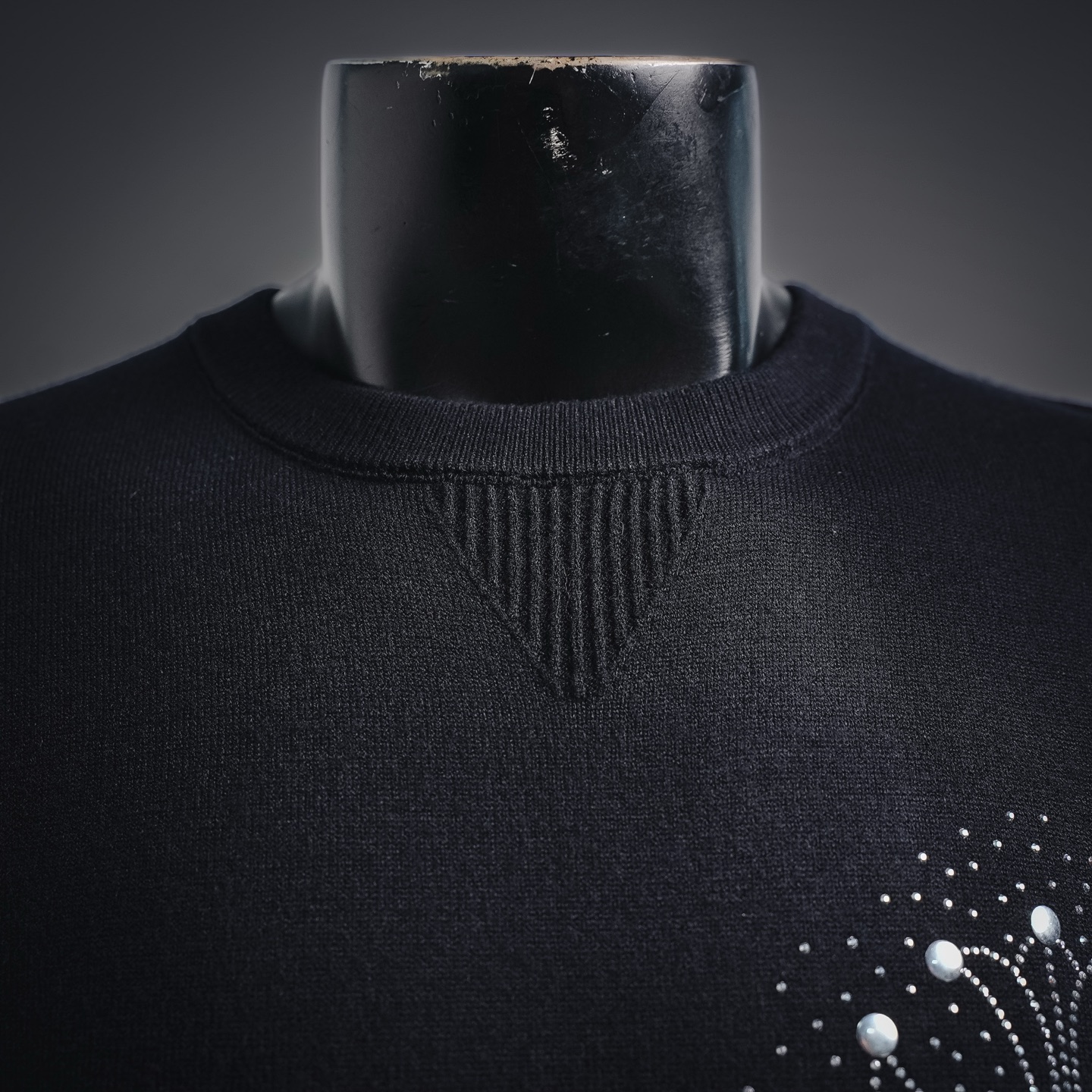Chrome rhinestone knit sweater