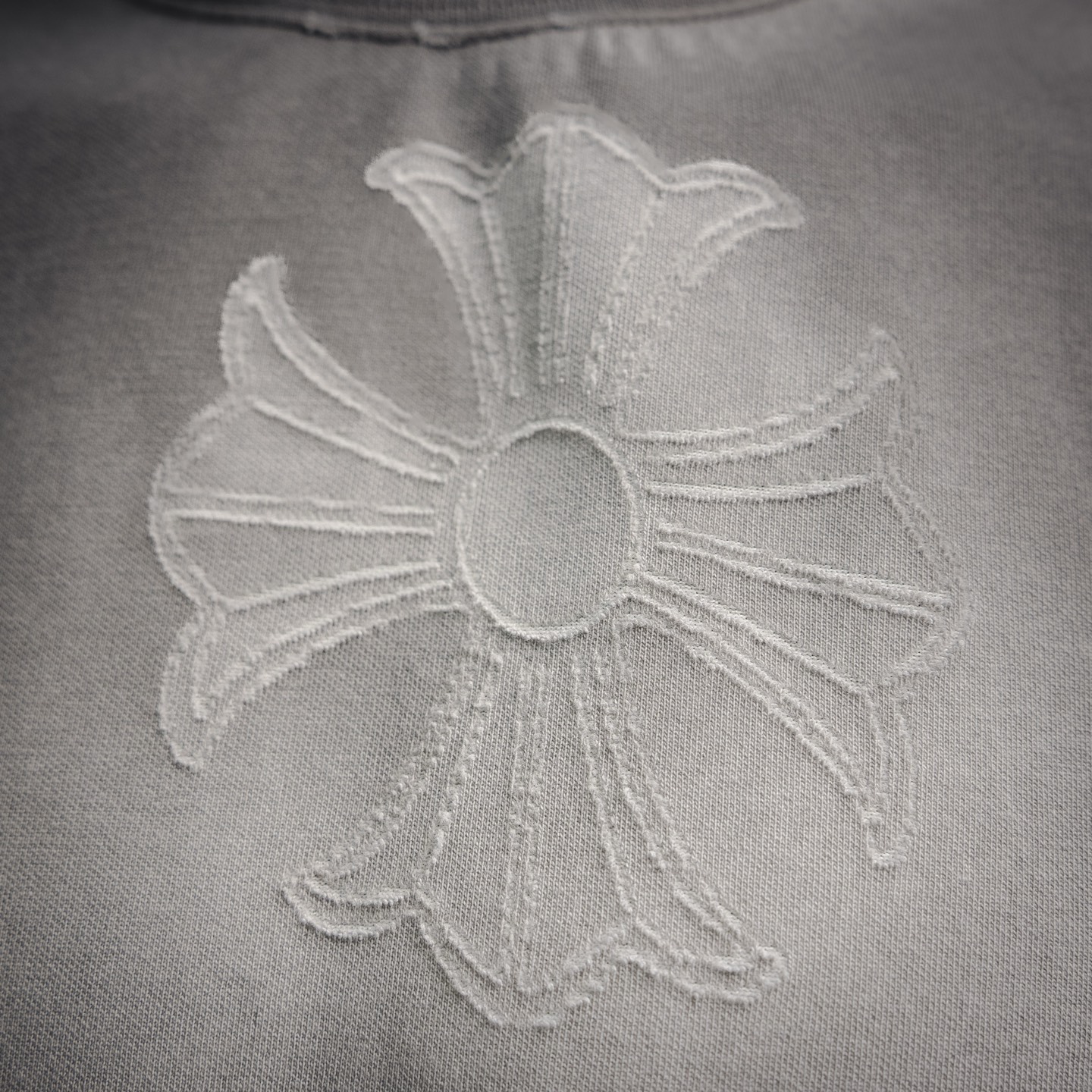 Chrome embossed cross washed t-shirt