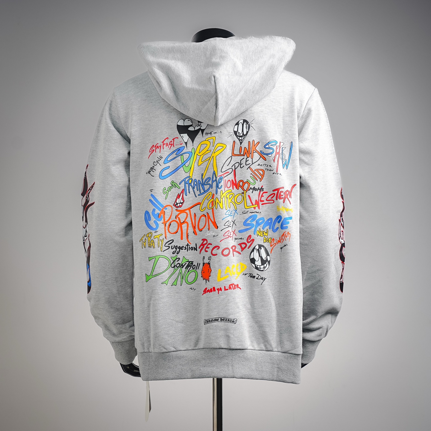 Chrome graffiti-print hoodie