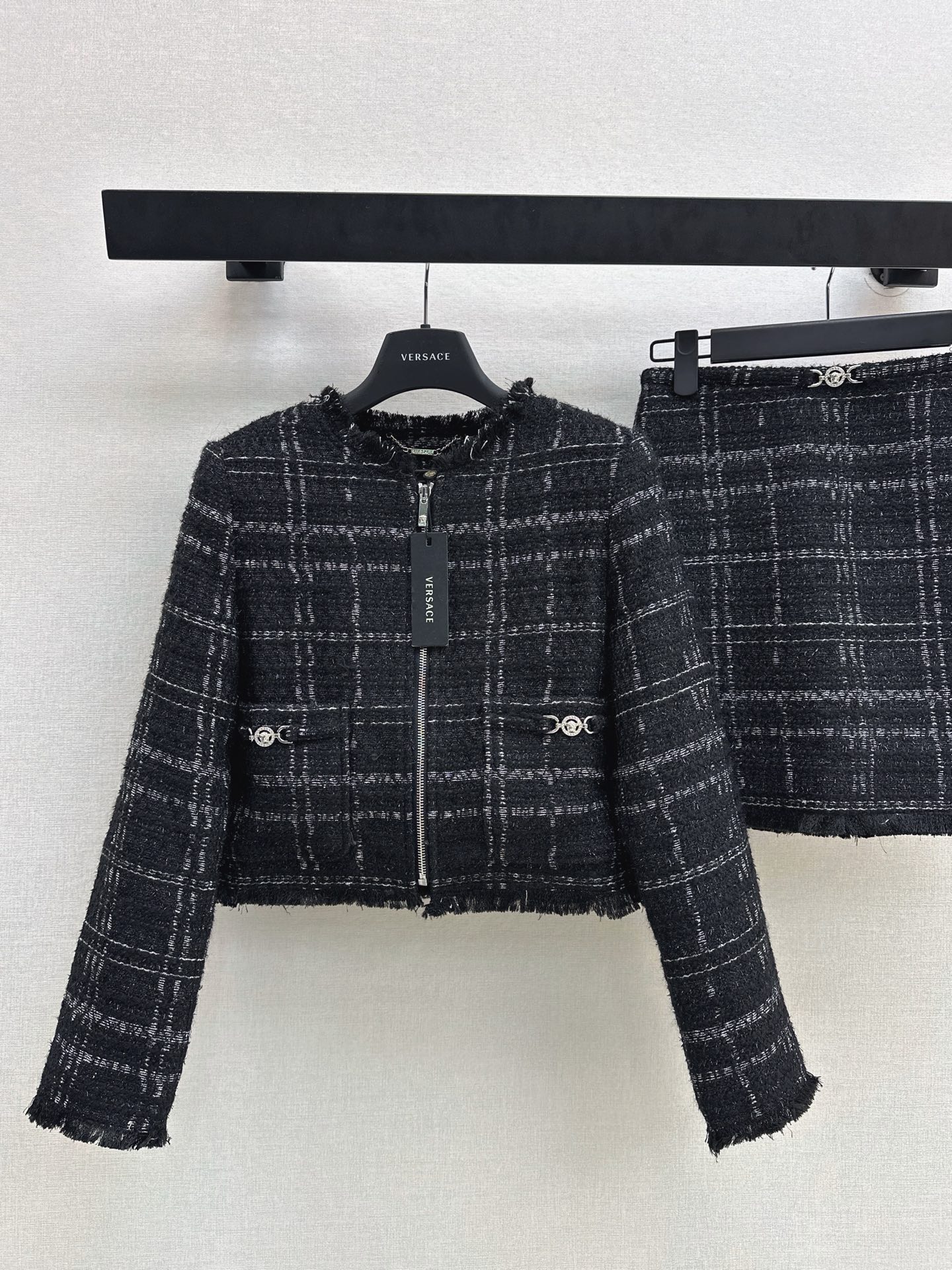 Ver 26fw check jackewt skirt sets