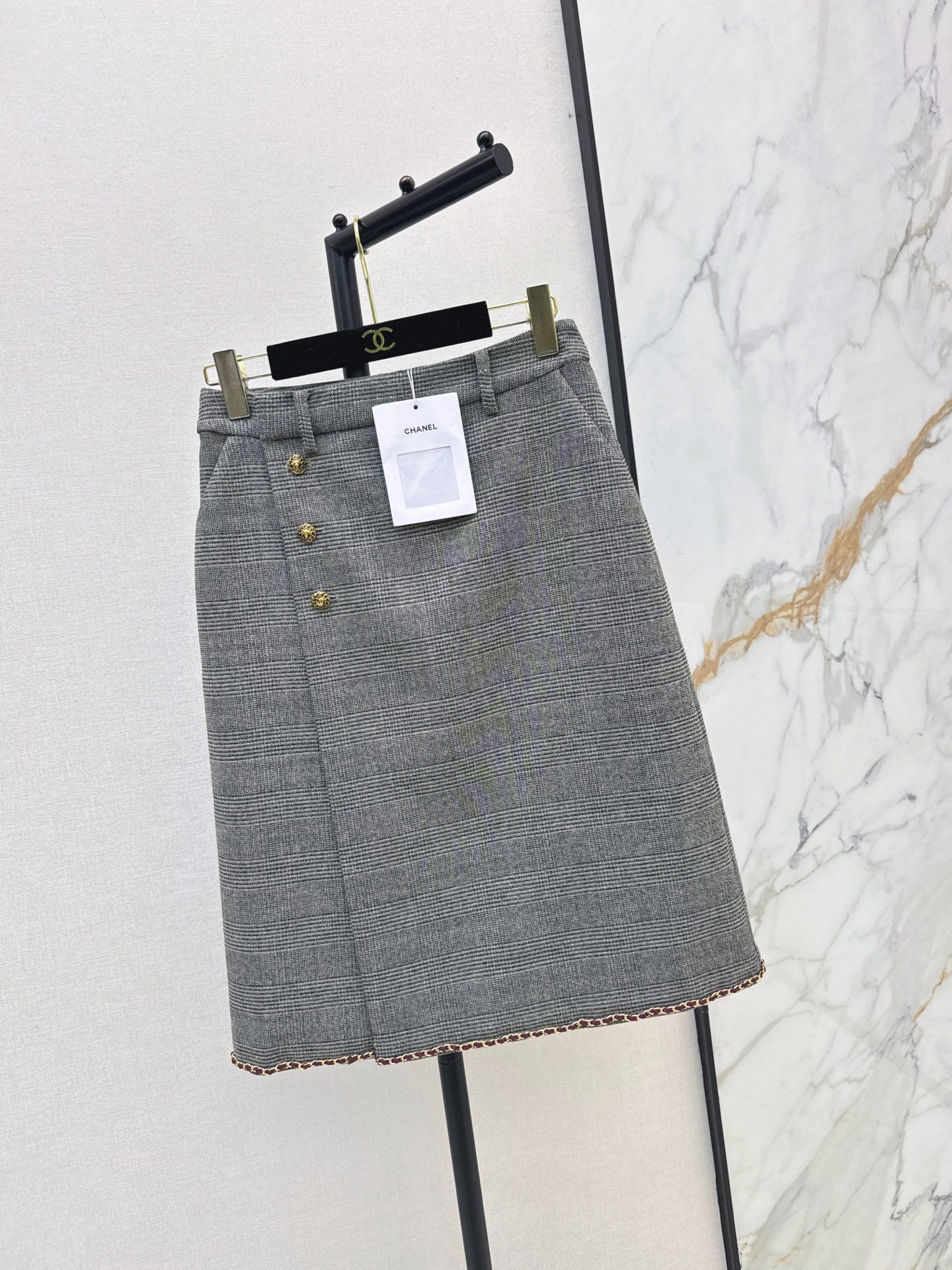 Chan 26fw houndstooth A-line skirt