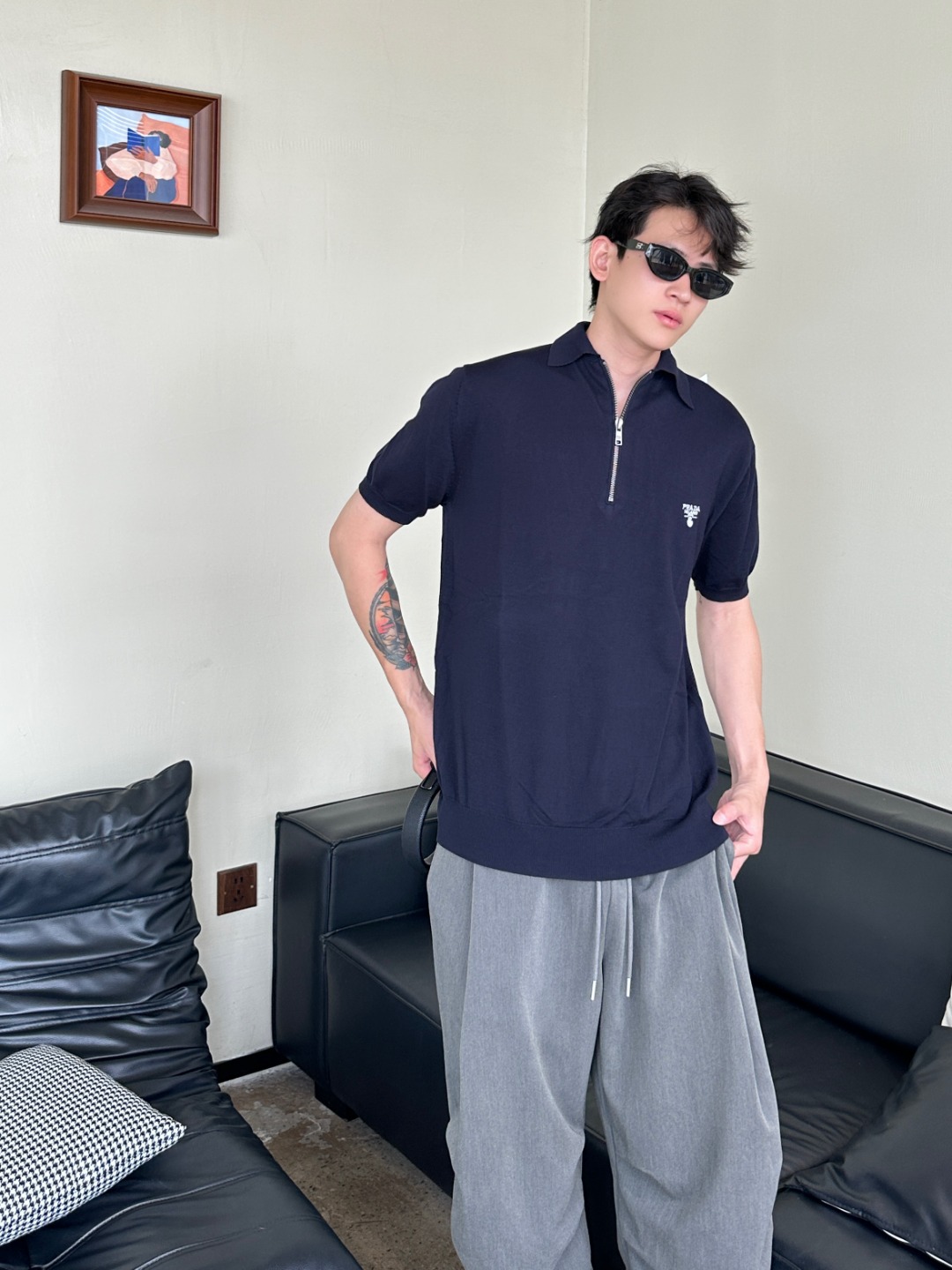 Pra zip-up knit Polo