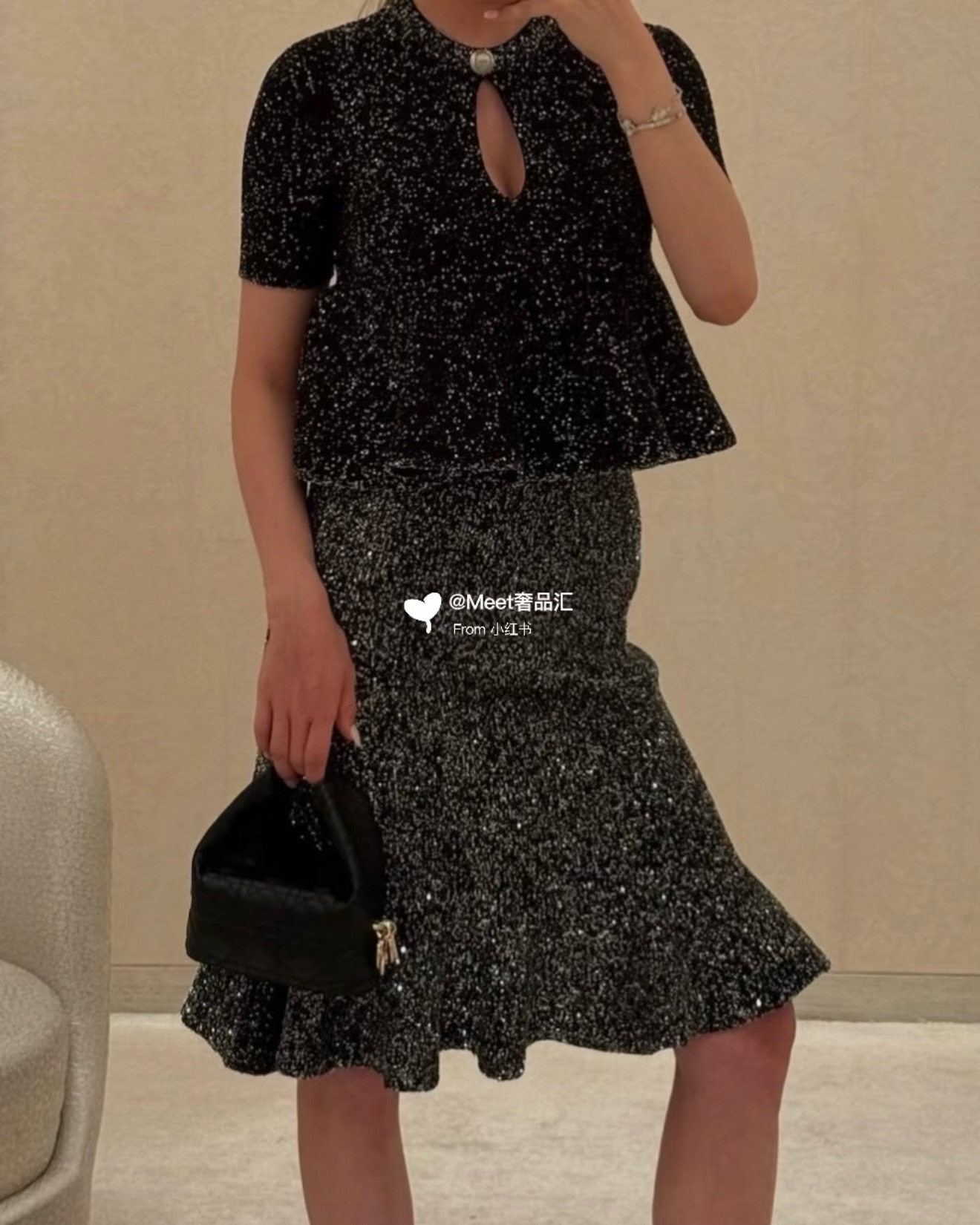 CD 26fw shimmer flounce-hem skirt