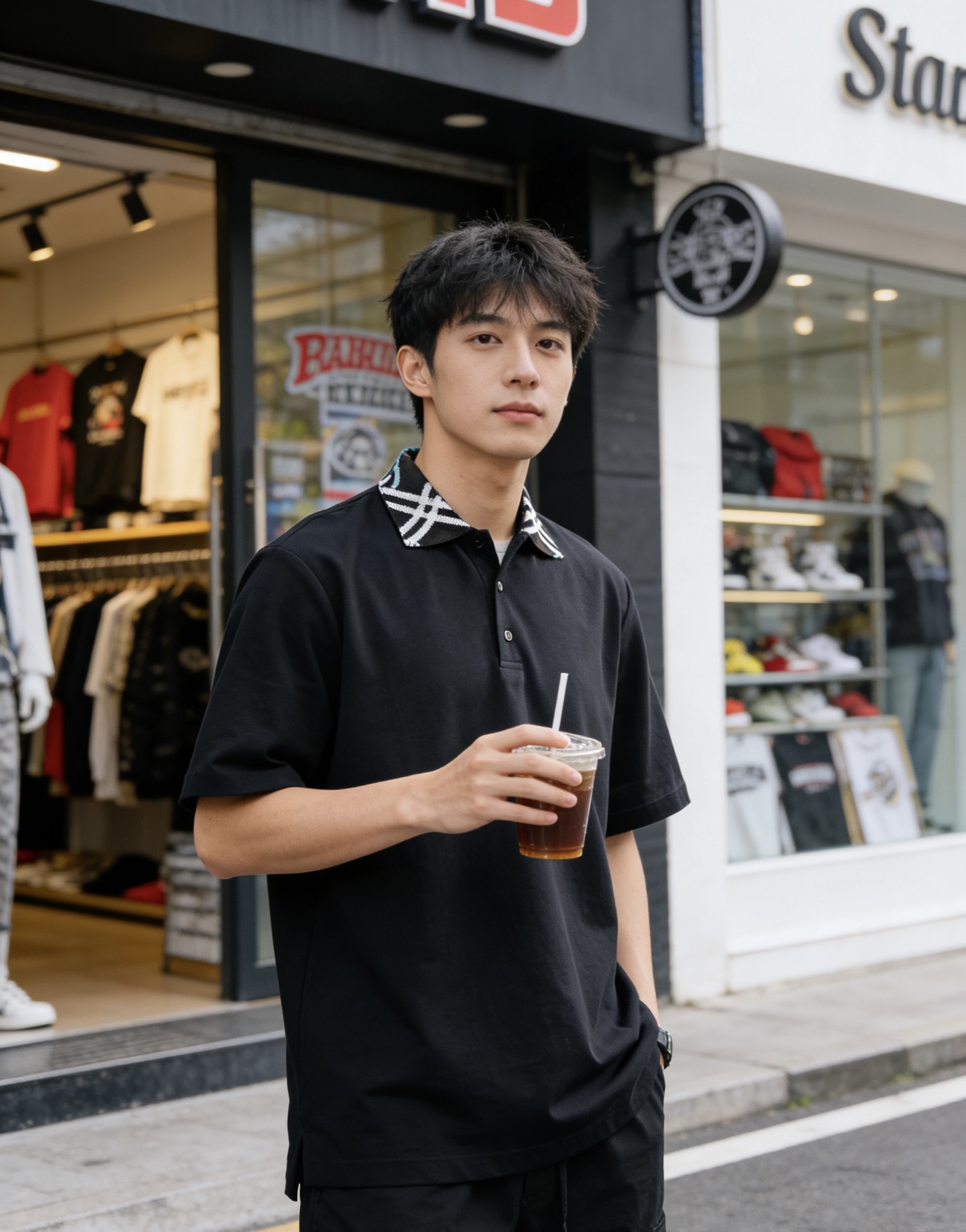 Bur plaid neckline Polo