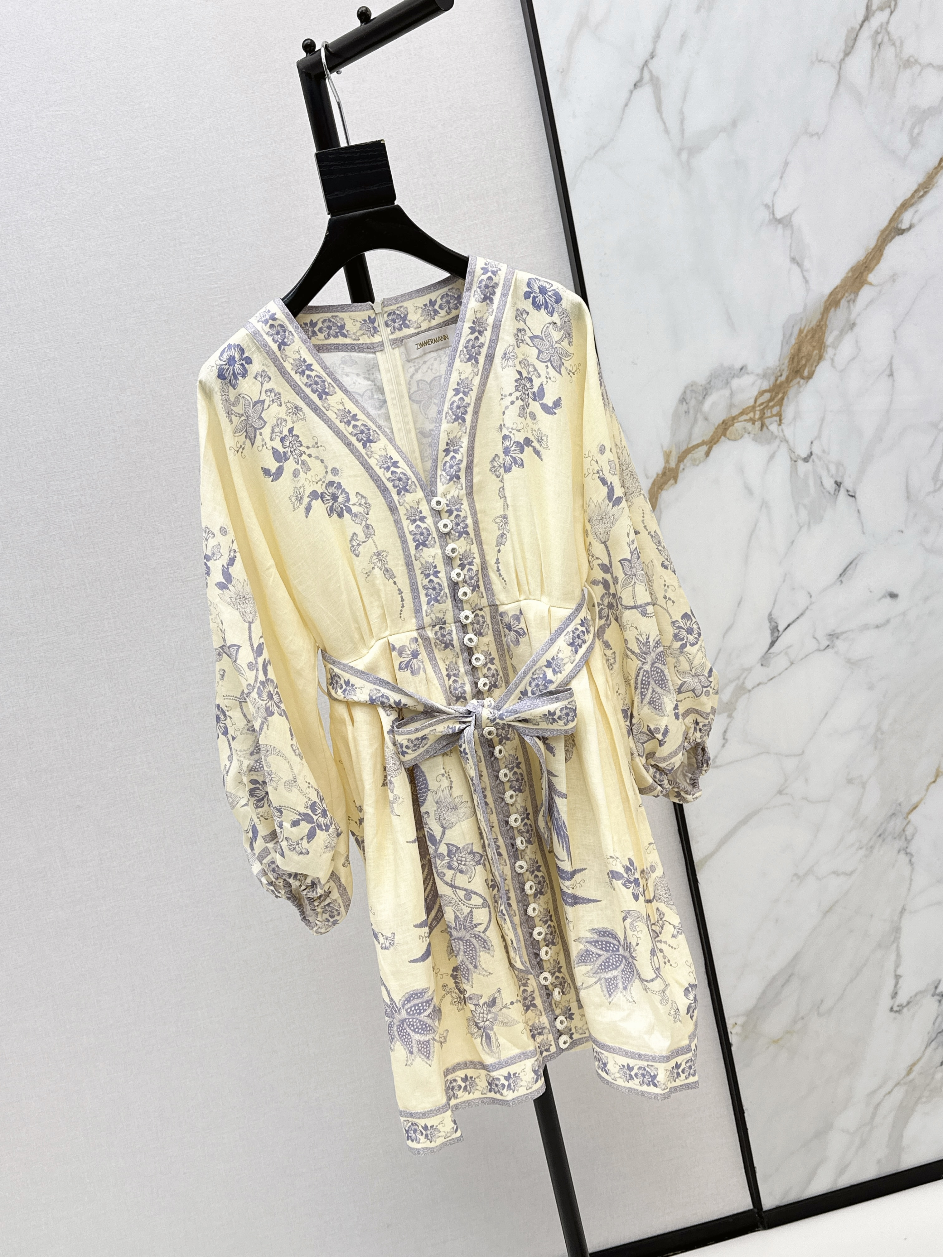 Zimm 26ss print linen dress