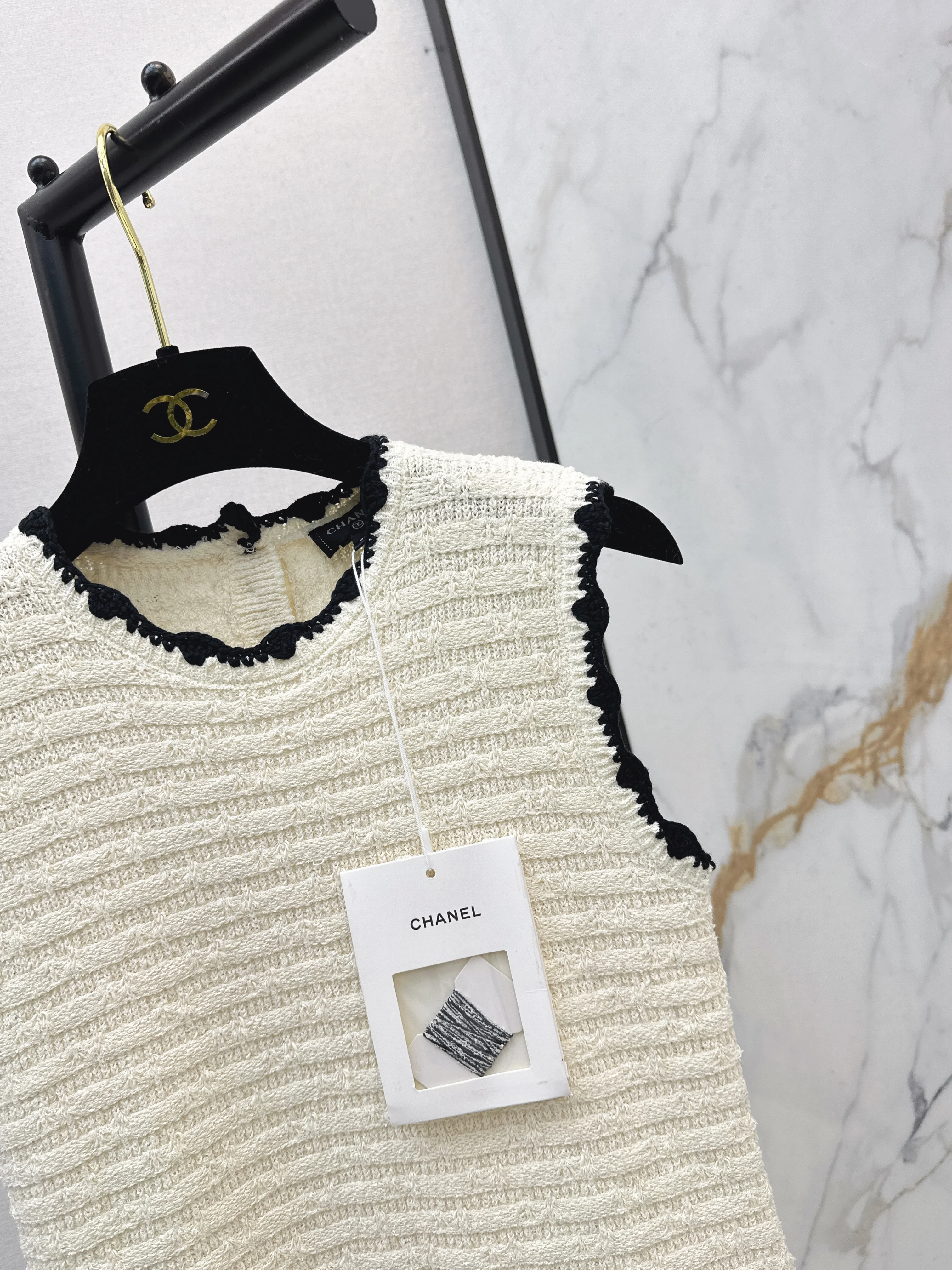 Chan 26ss woven knitted sleeveless dress