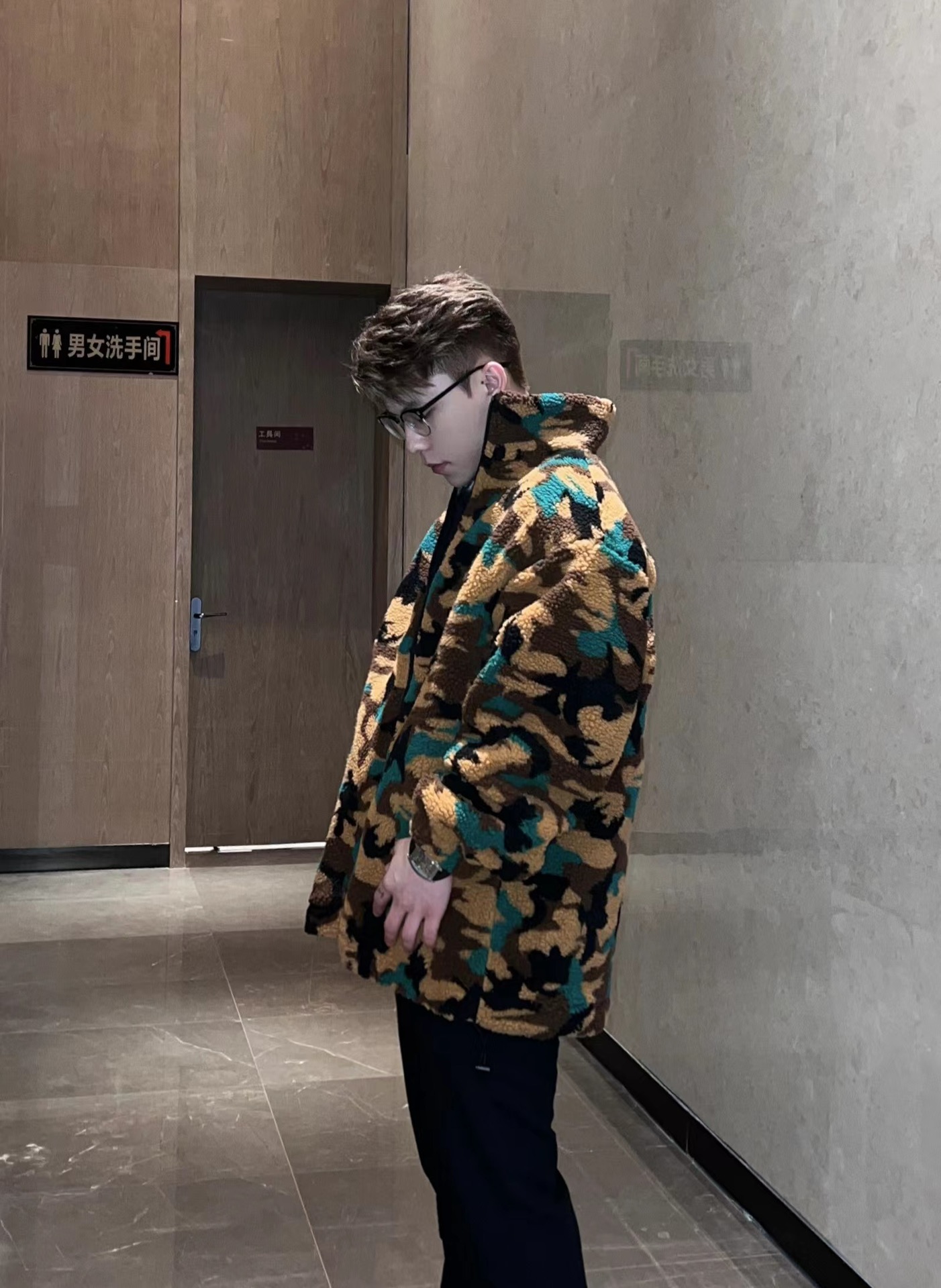 Balen military green teddy jacket