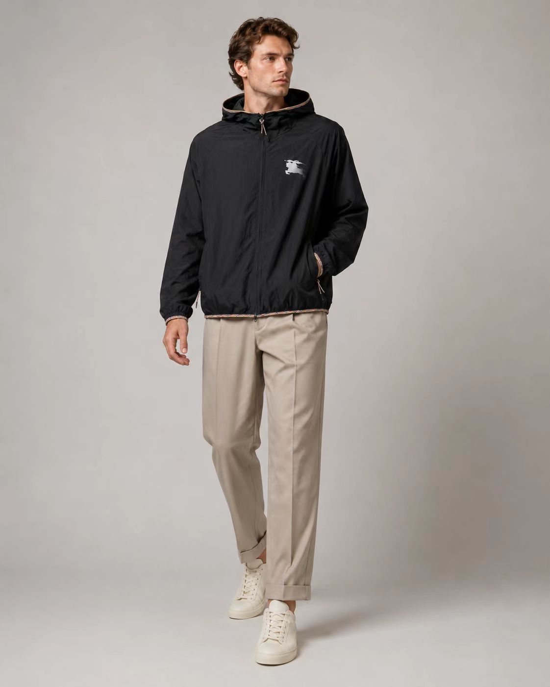 Bur plaid hooded jacket