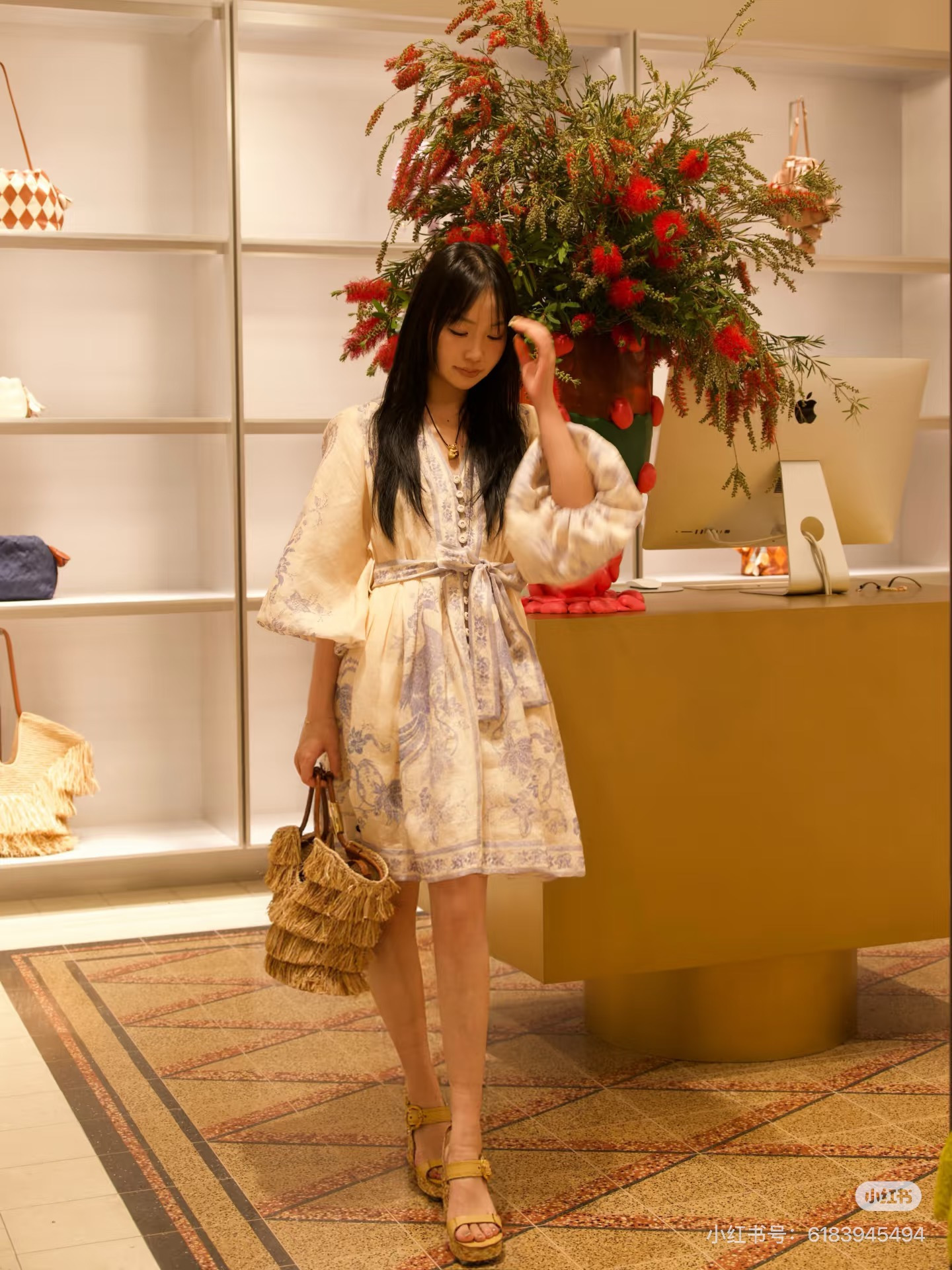 Zimm 26ss print linen dress