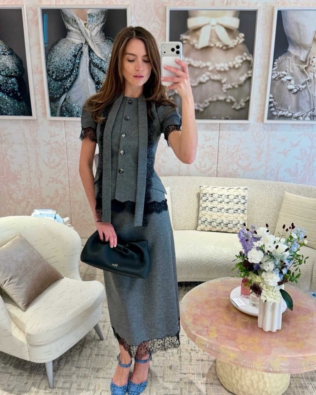 CD 26ss Lace-Trim Midi Skirt
