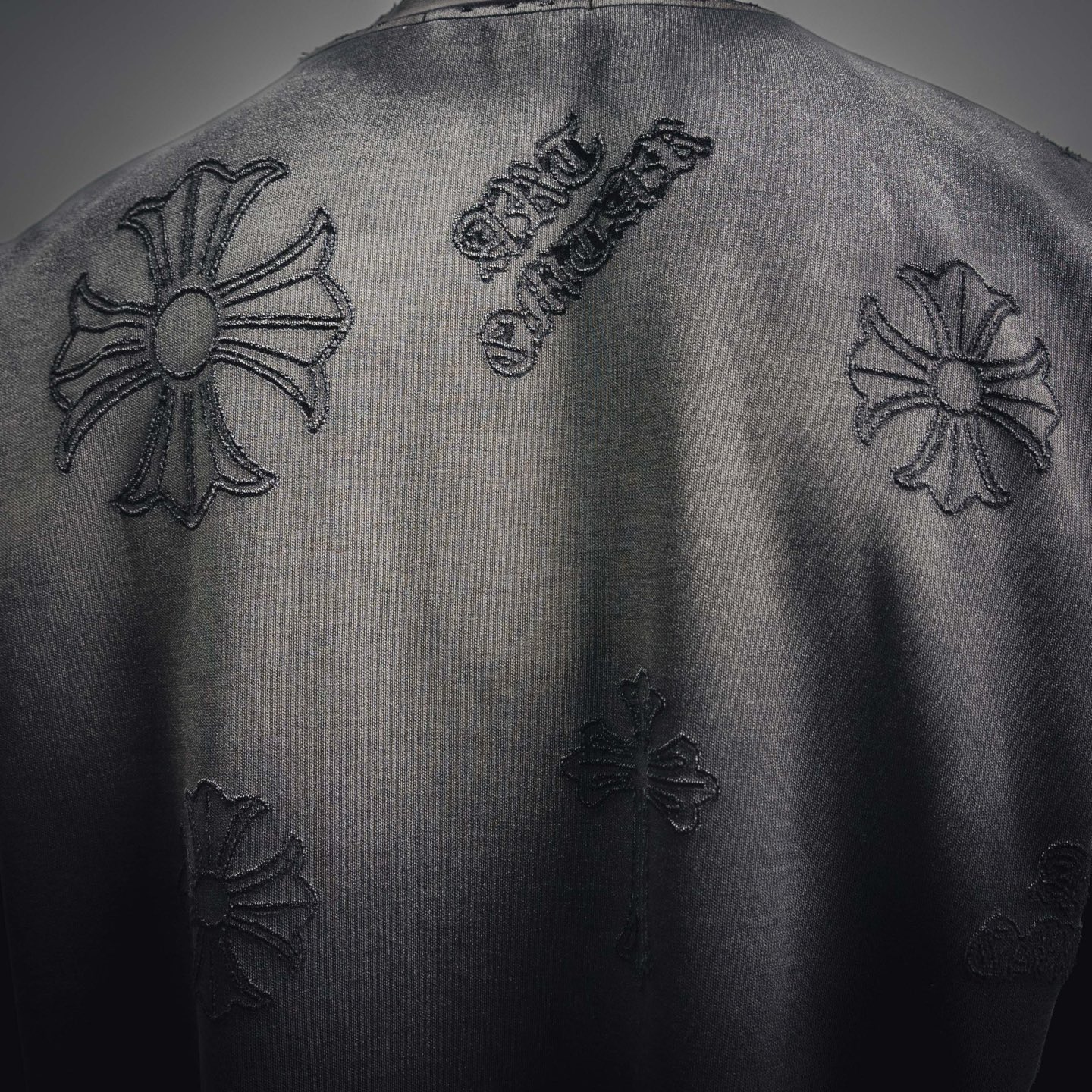Chrome embossed cross washed t-shirt