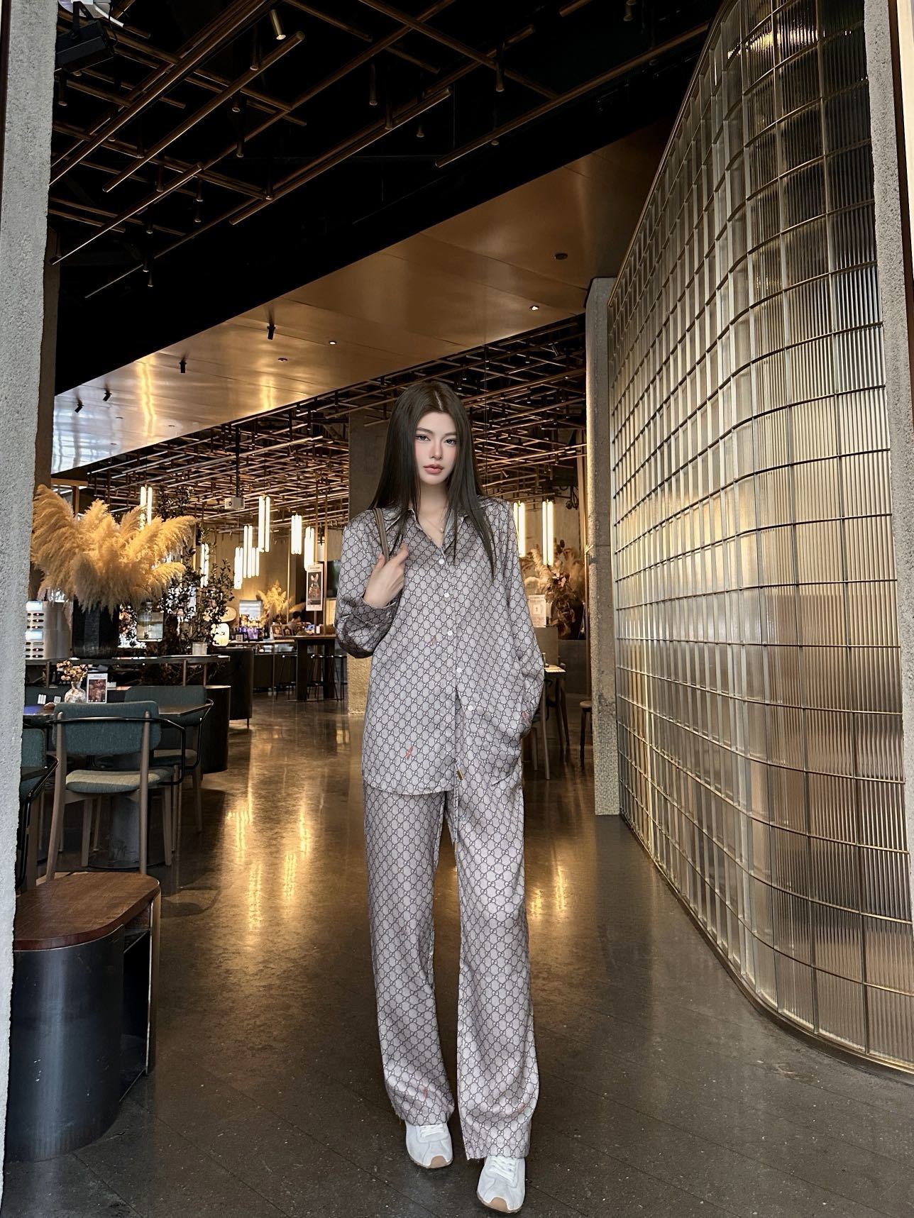 Guc 26ss print shirt pants set