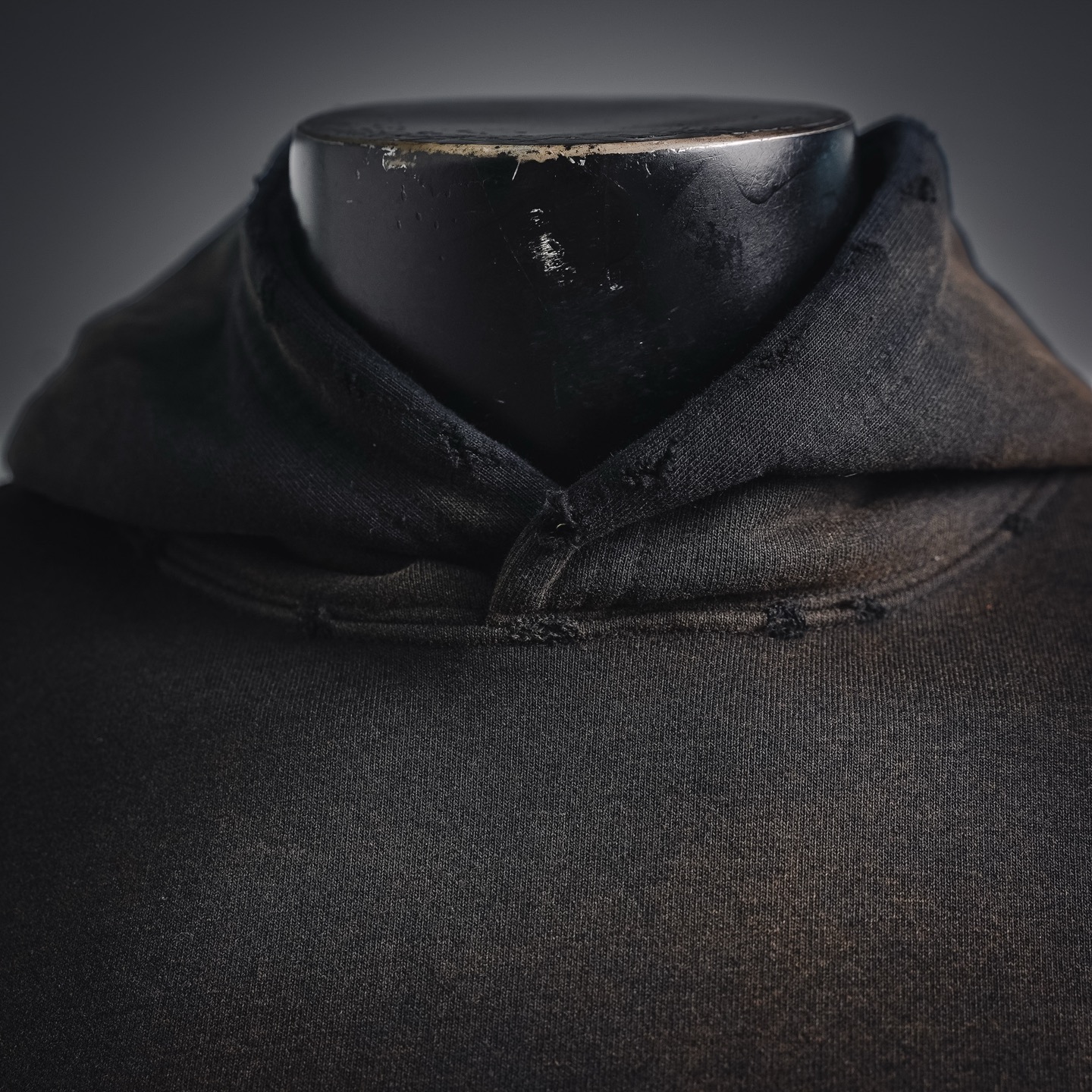 Chrome washed applique hoodie