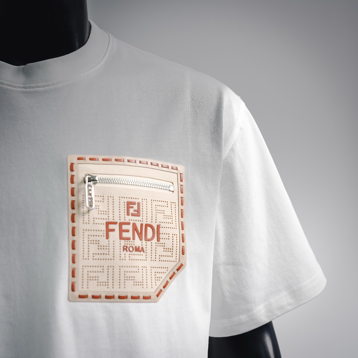 Fend zip-up pocket t-shirt