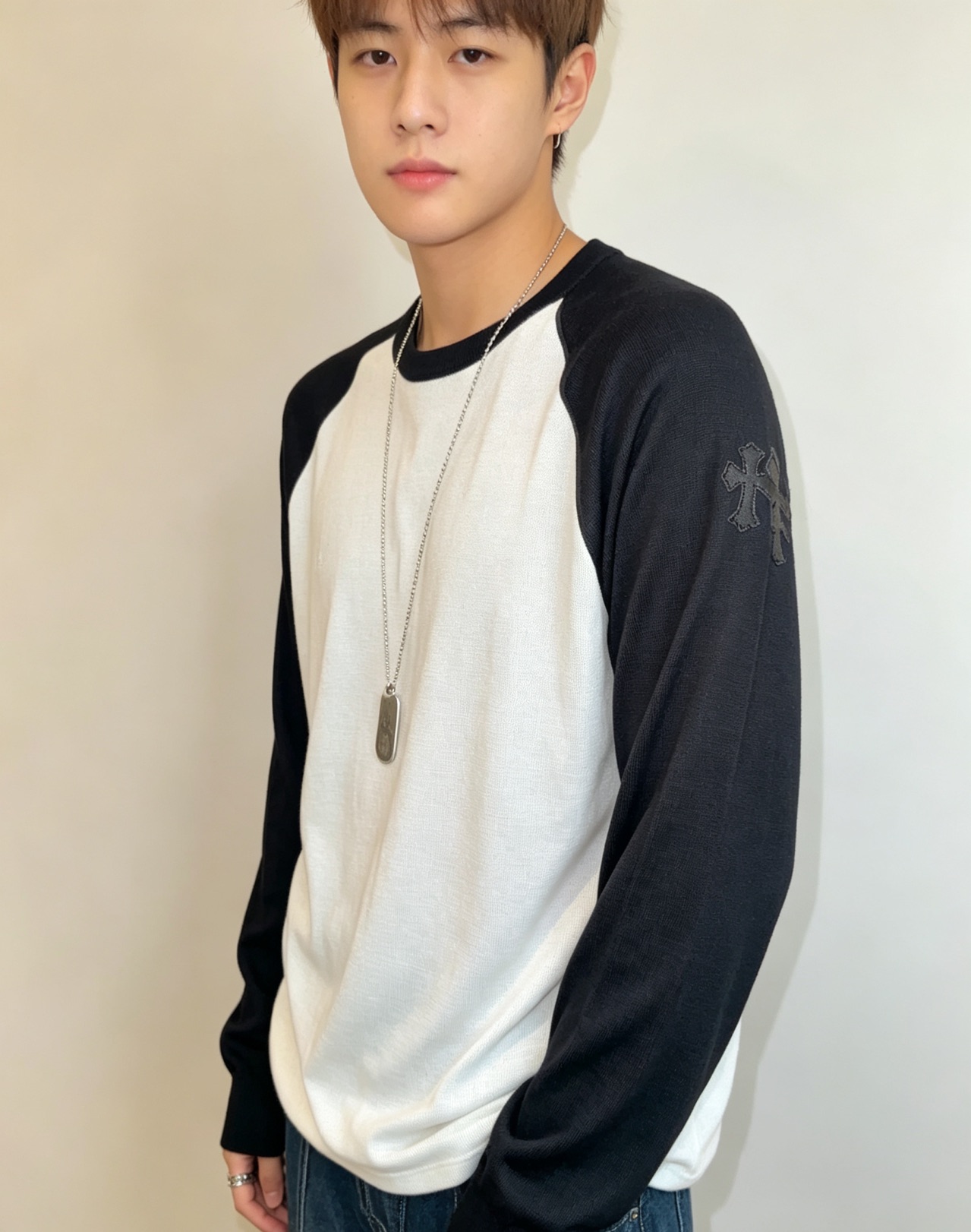 Chrome embroidered knit sweatshirt