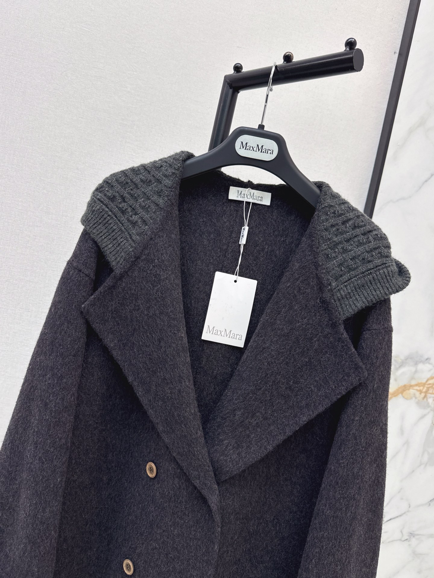 Max 26fw knit hooded woolen overcoats