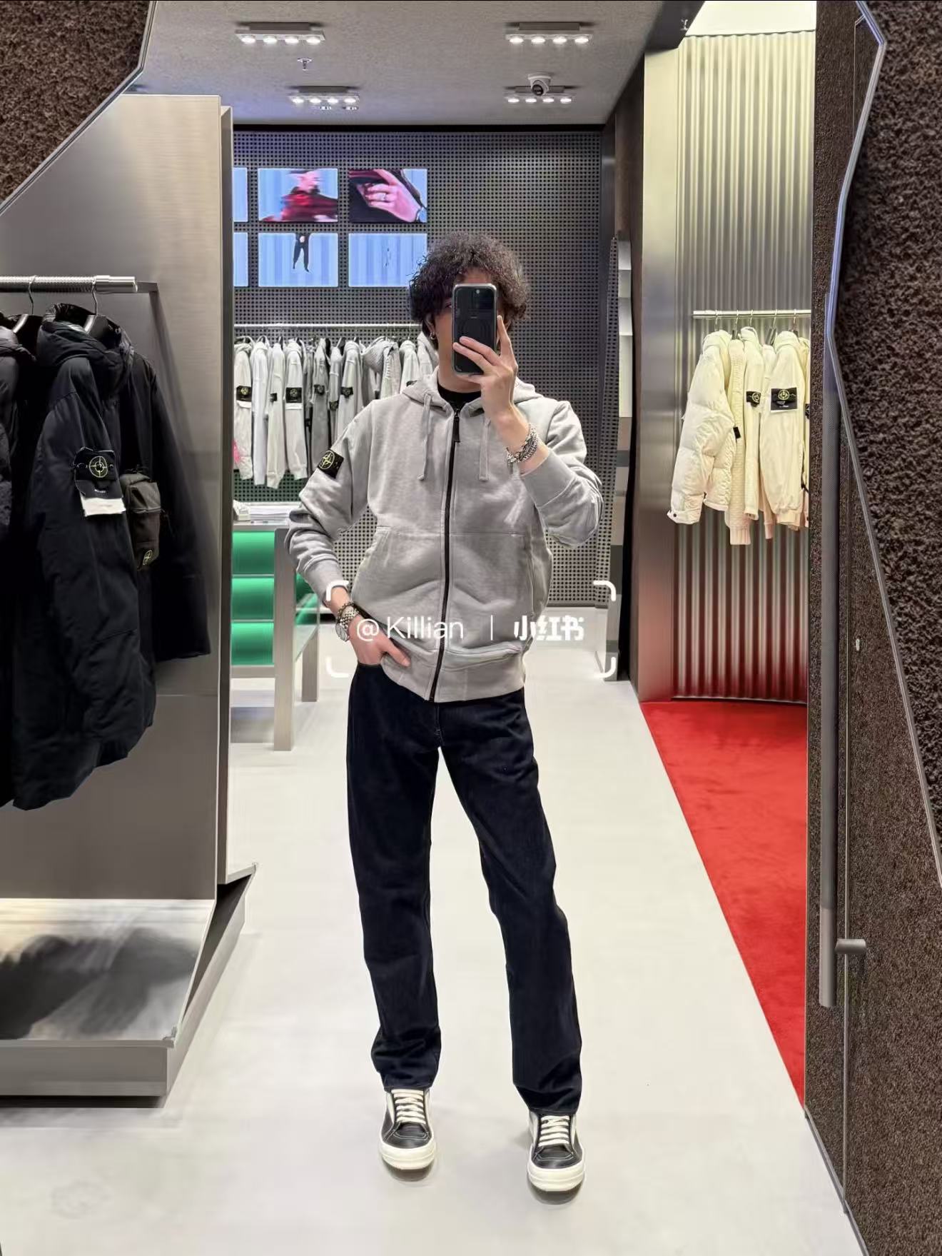 Stone zip-up cardigan hoodie
