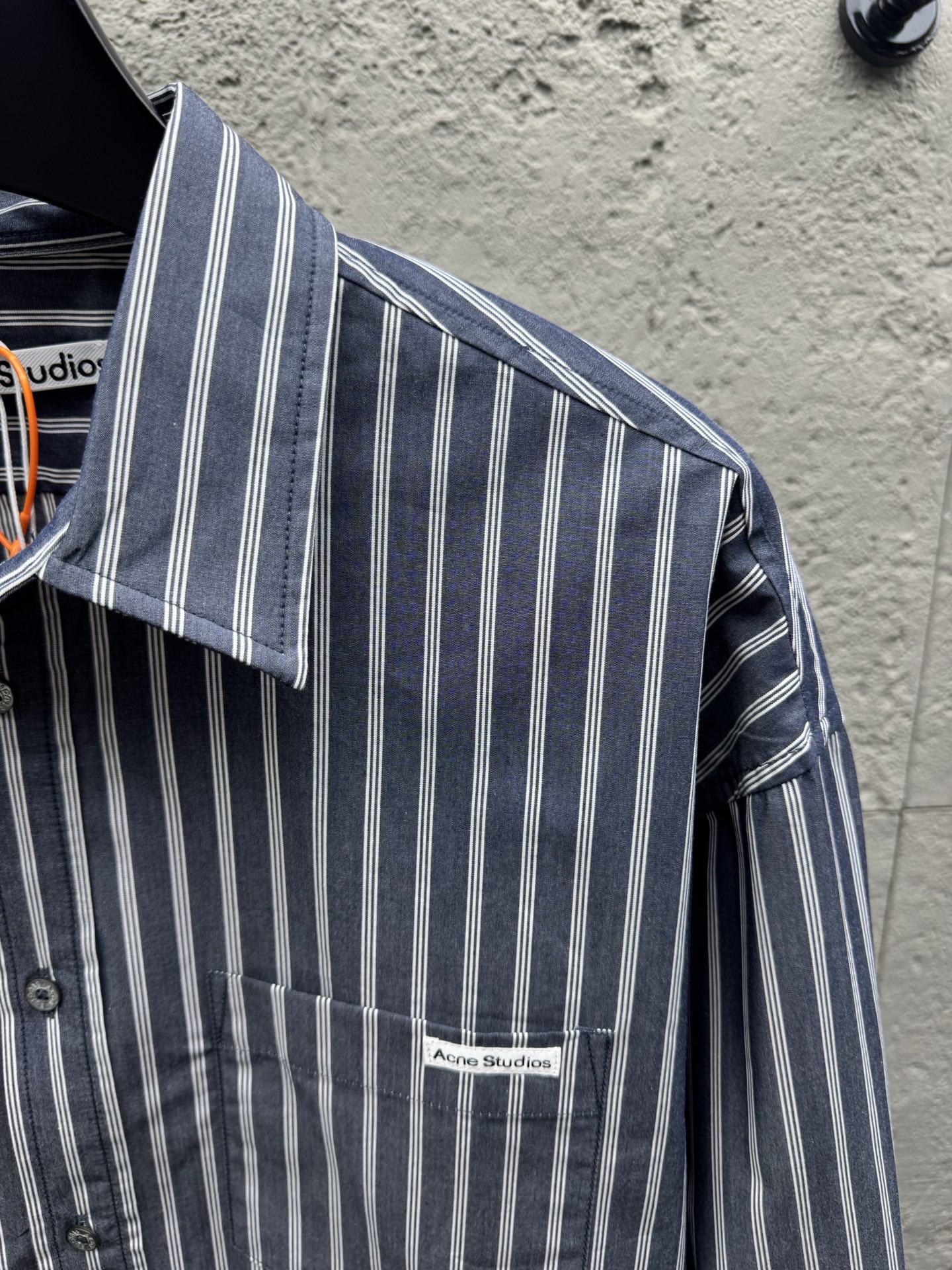 Acne logo badge striped shirts