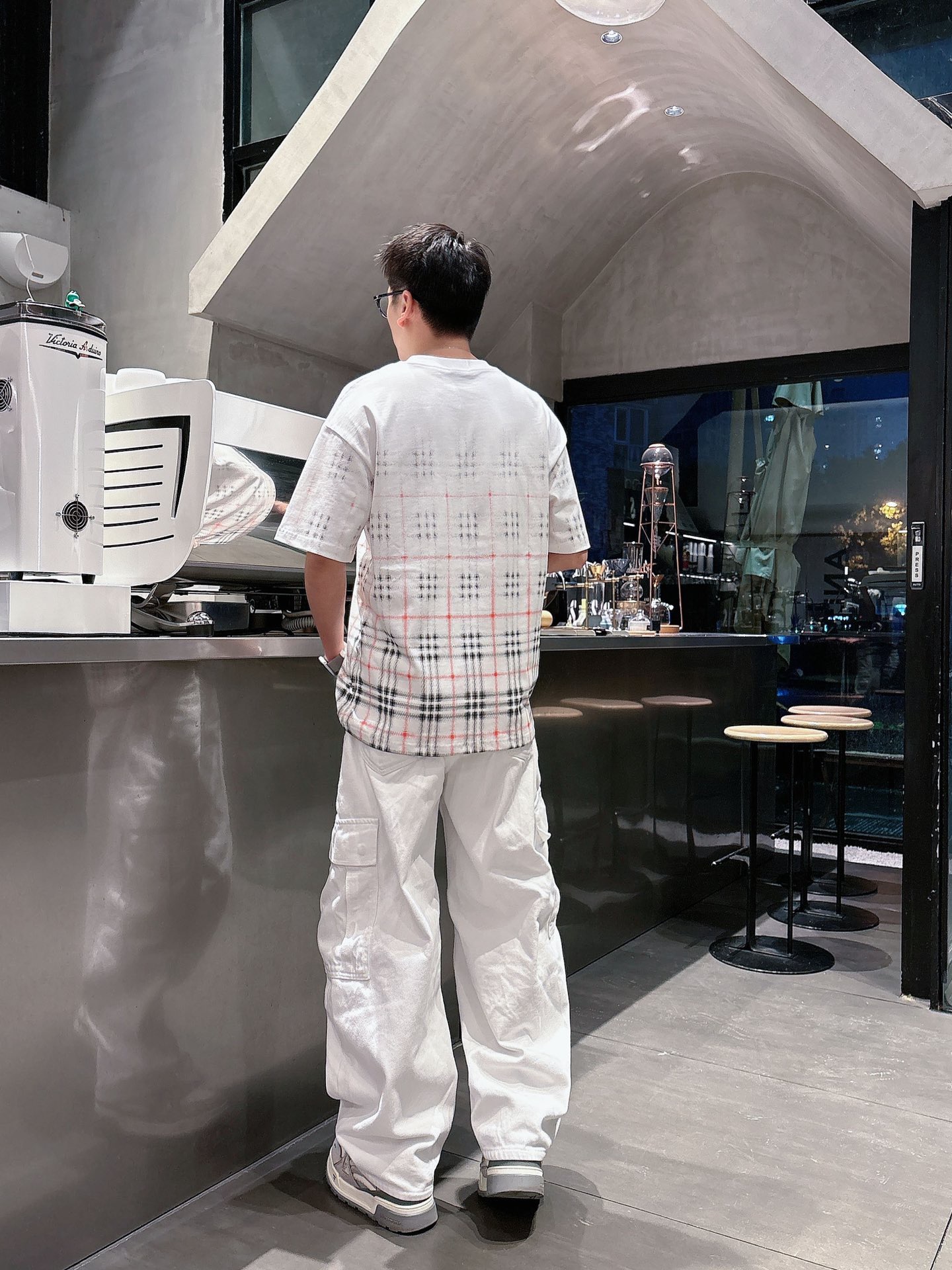 Bur gradient plaid t-shirt