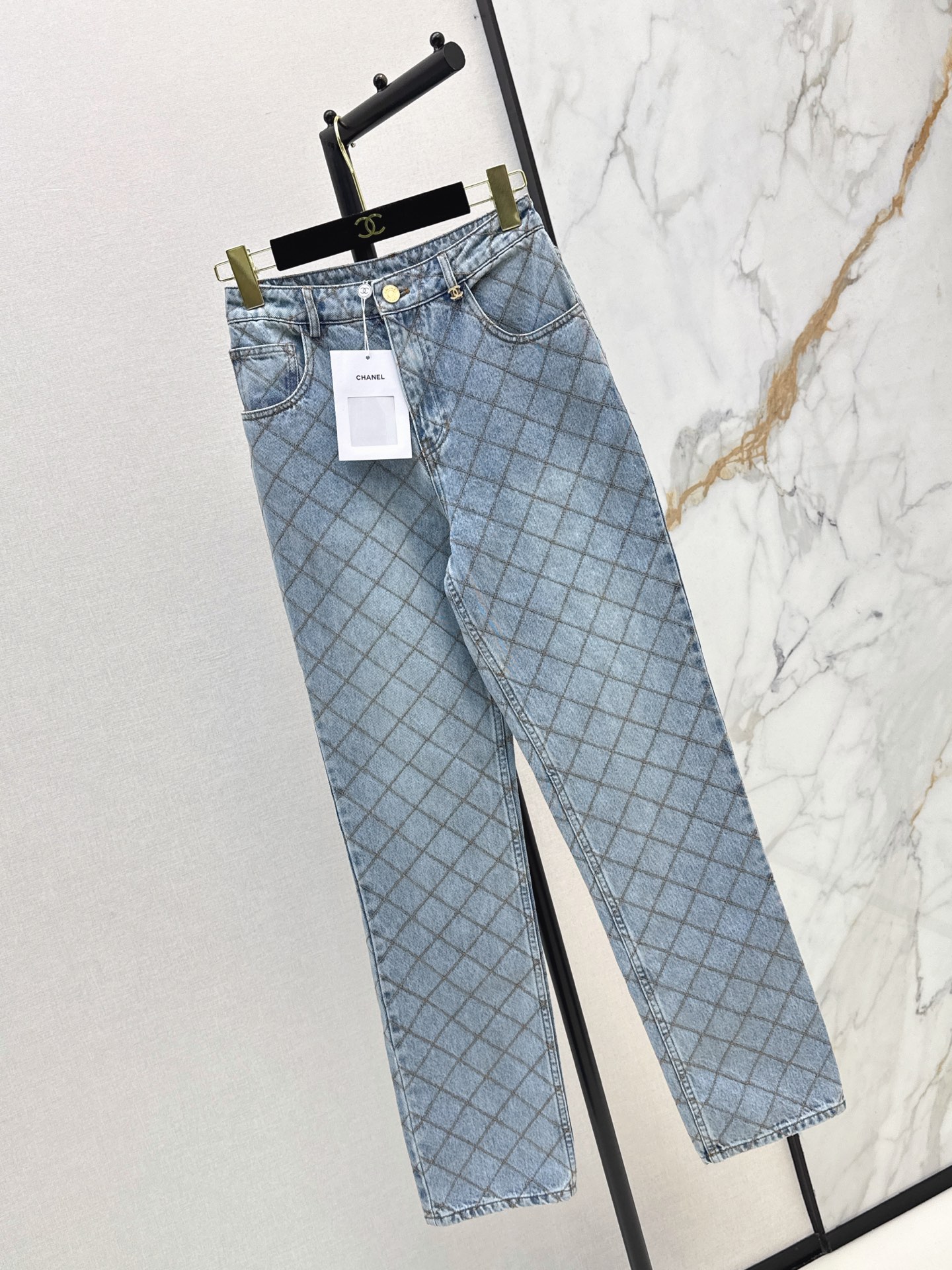 Chan 26fw diamond pattern jeans