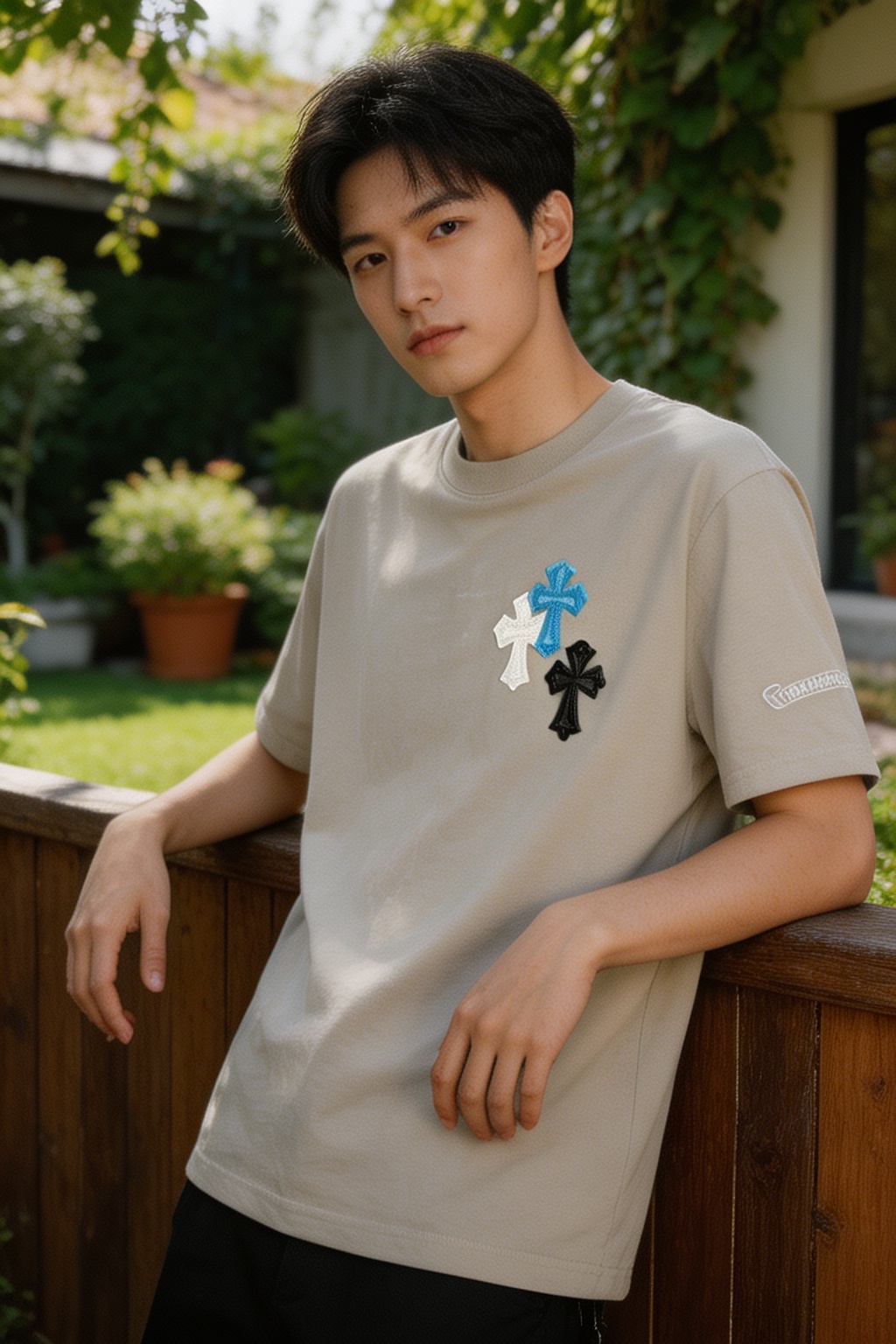 Chrome cross patch t-shirt