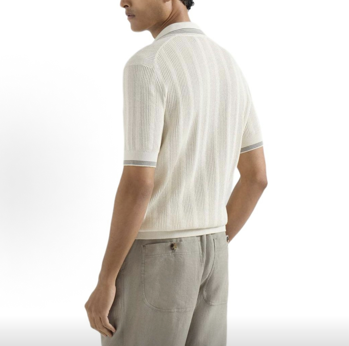 Brunello striped collar Polo