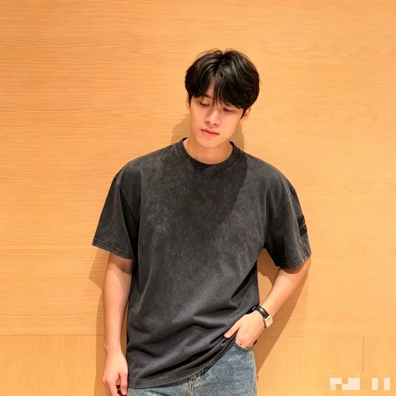 Stone washed distressed t-shirt