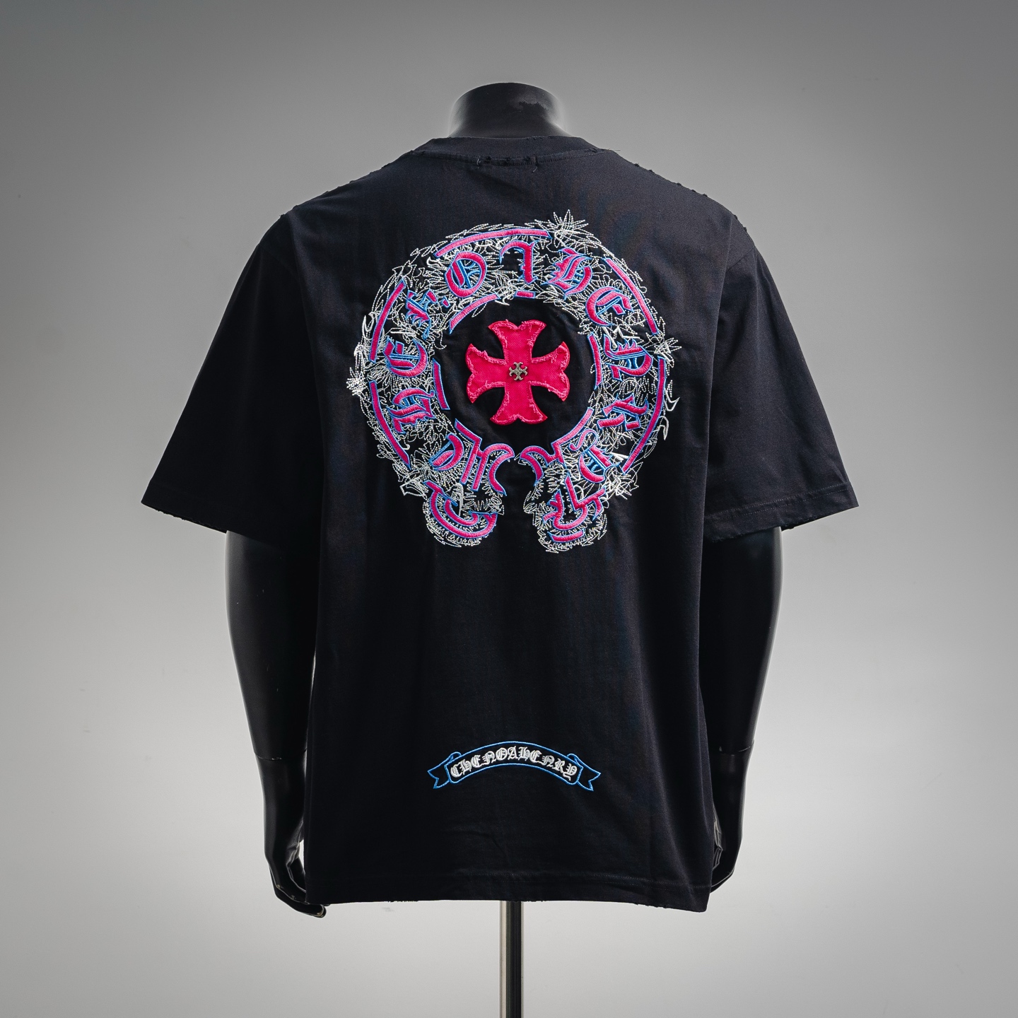 Chrome cross applique t-shirt