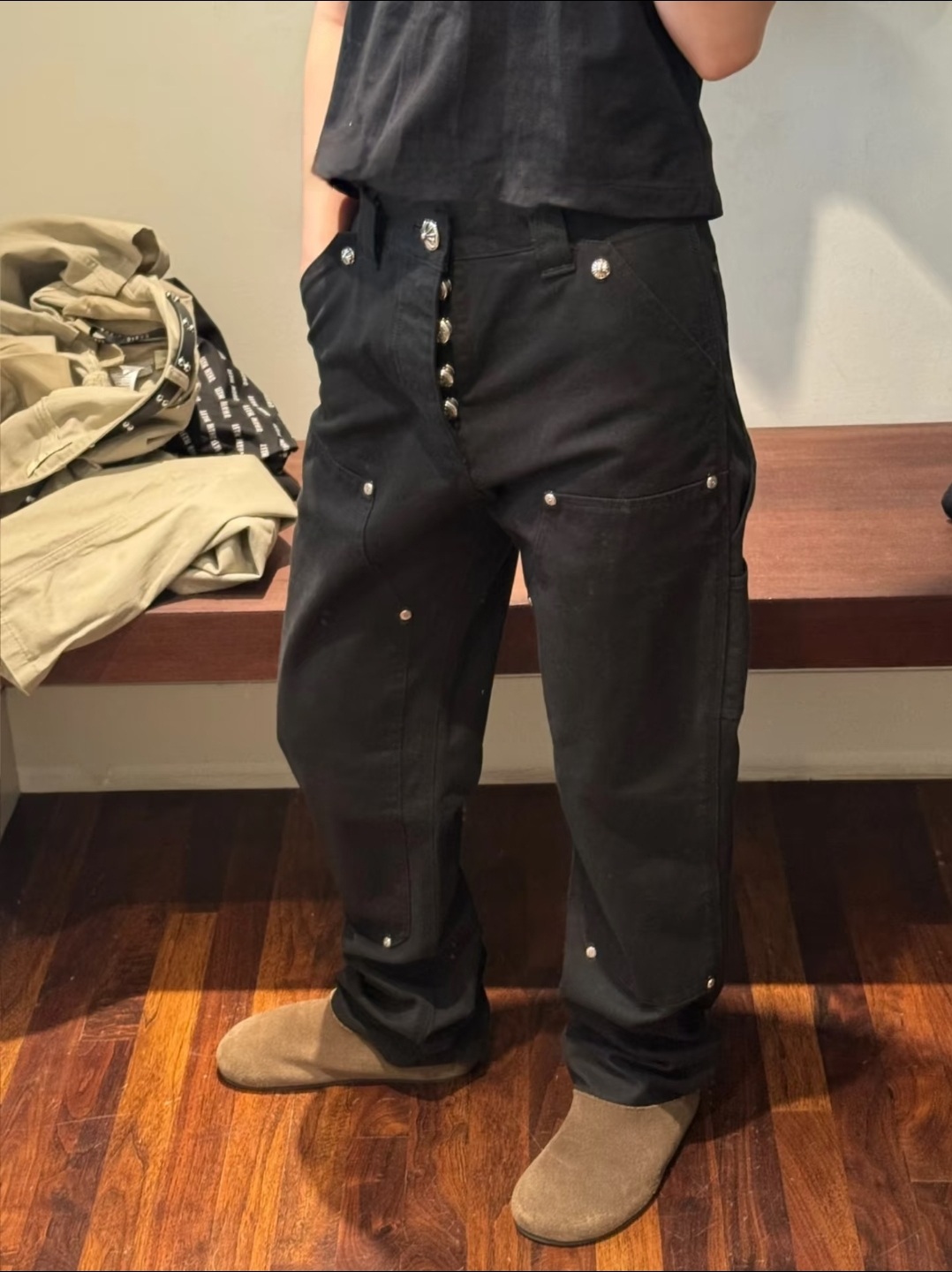 Chrome studded cargo pants