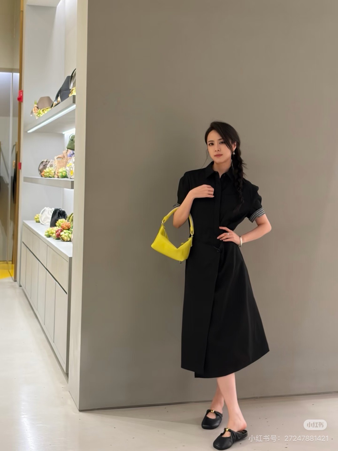 Loe 26ss asymmetrical shirt dress