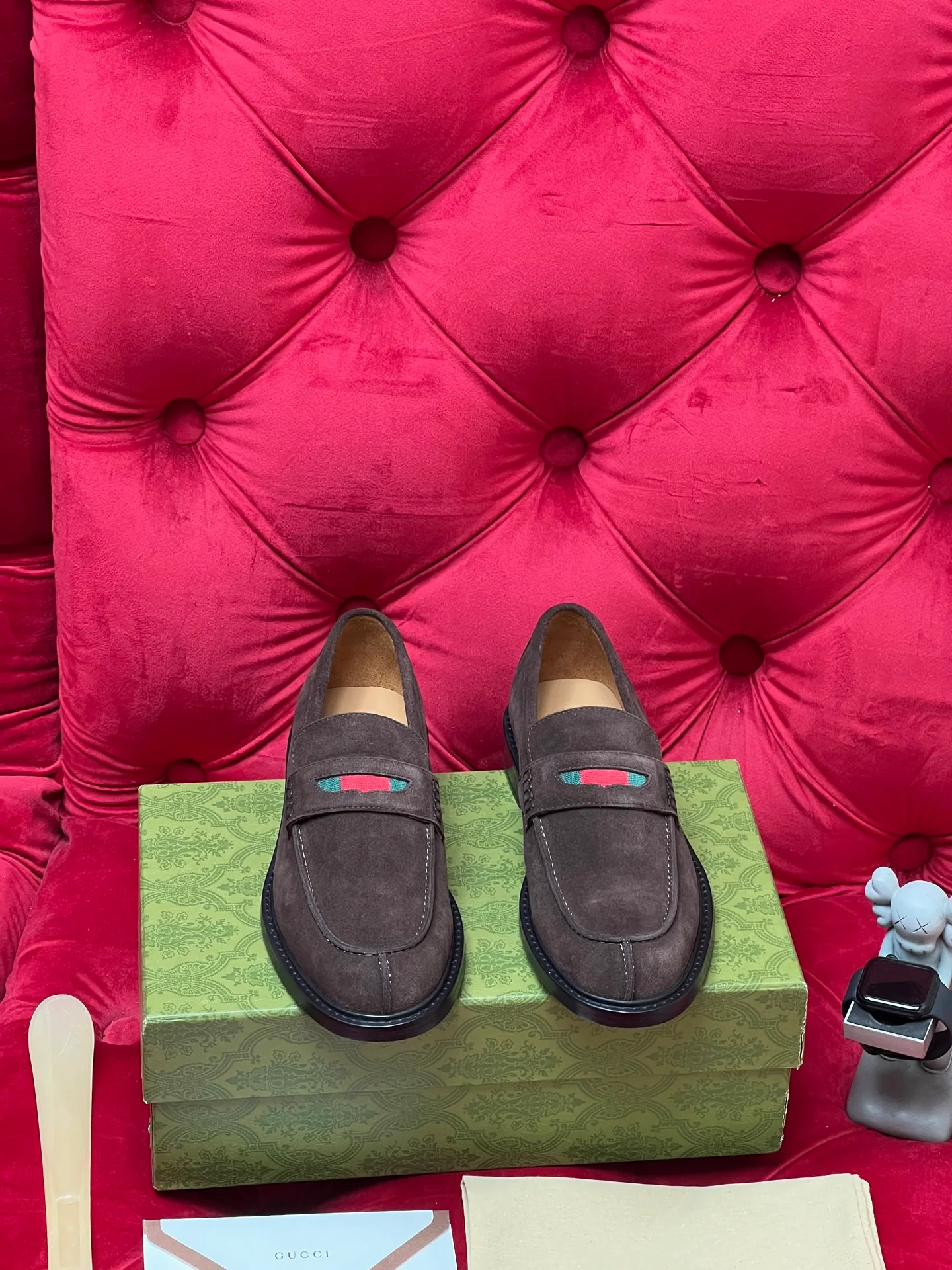 Guc suede penny loafers