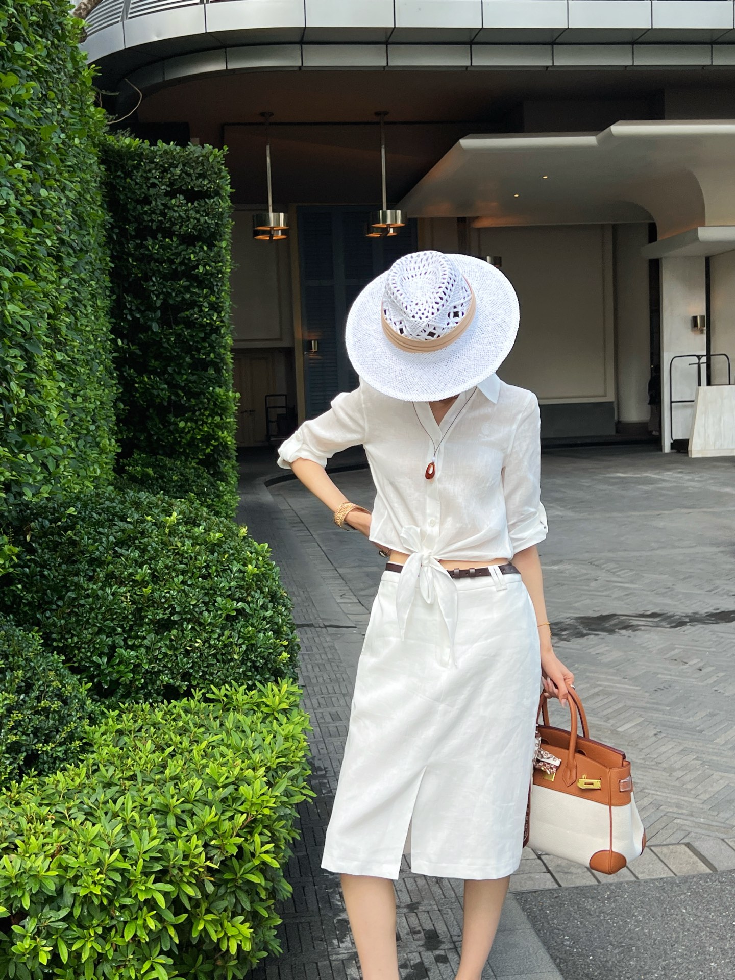 Pra 26ss linen belted skirt