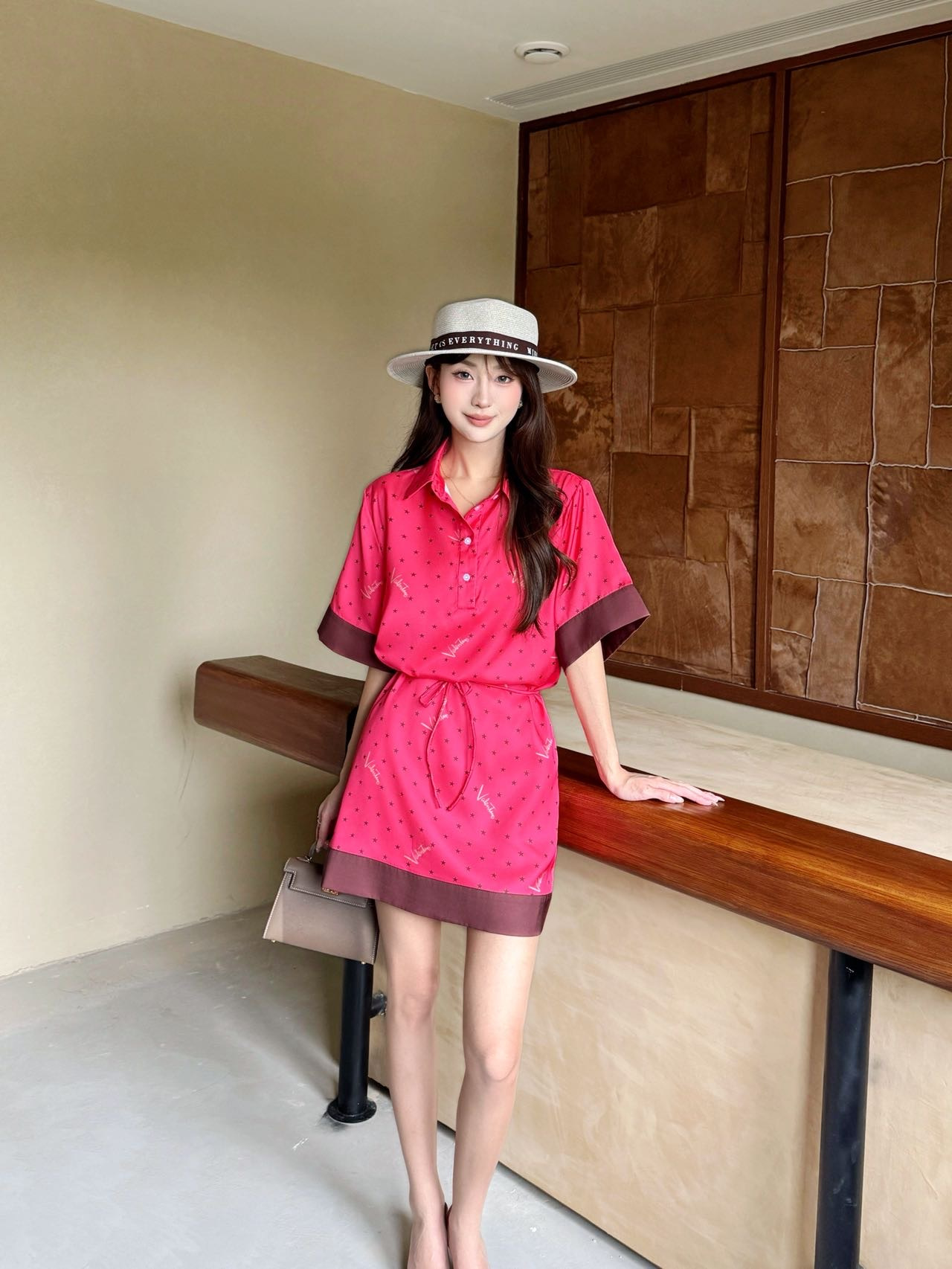 Valen 26fw print shirt dress