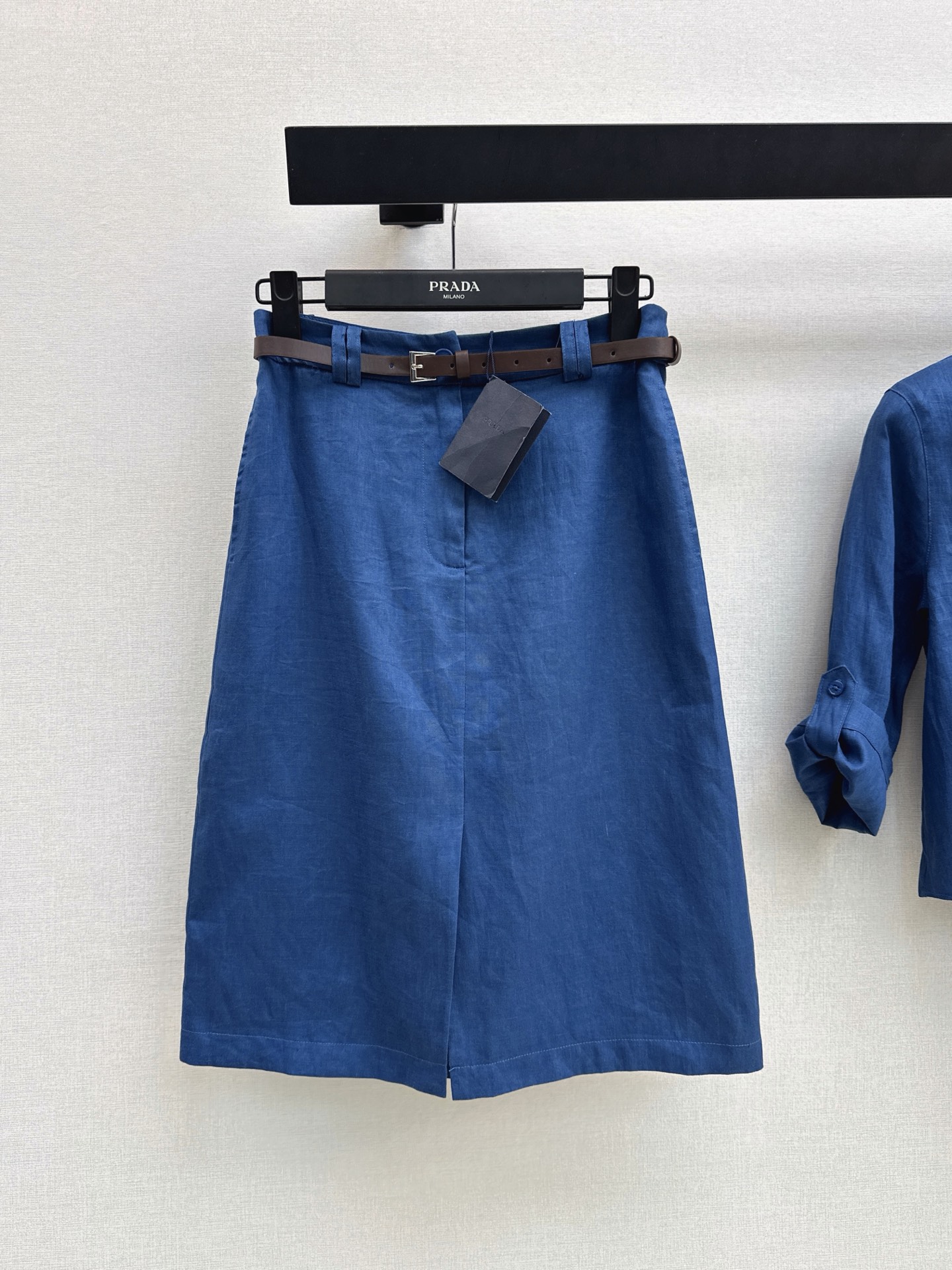 Pra 26ss linen belted skirt