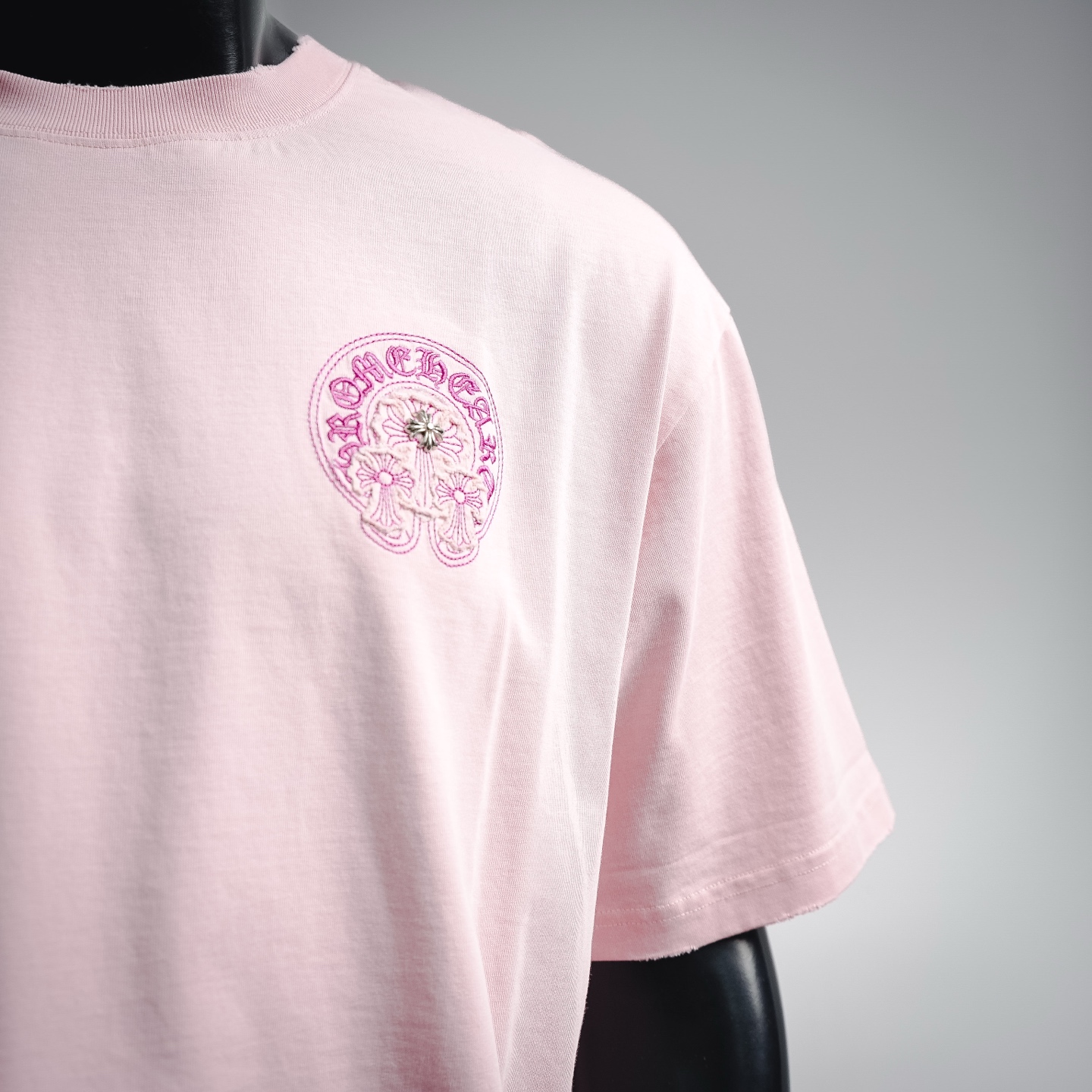 Chrome applique embroidered t-shirt