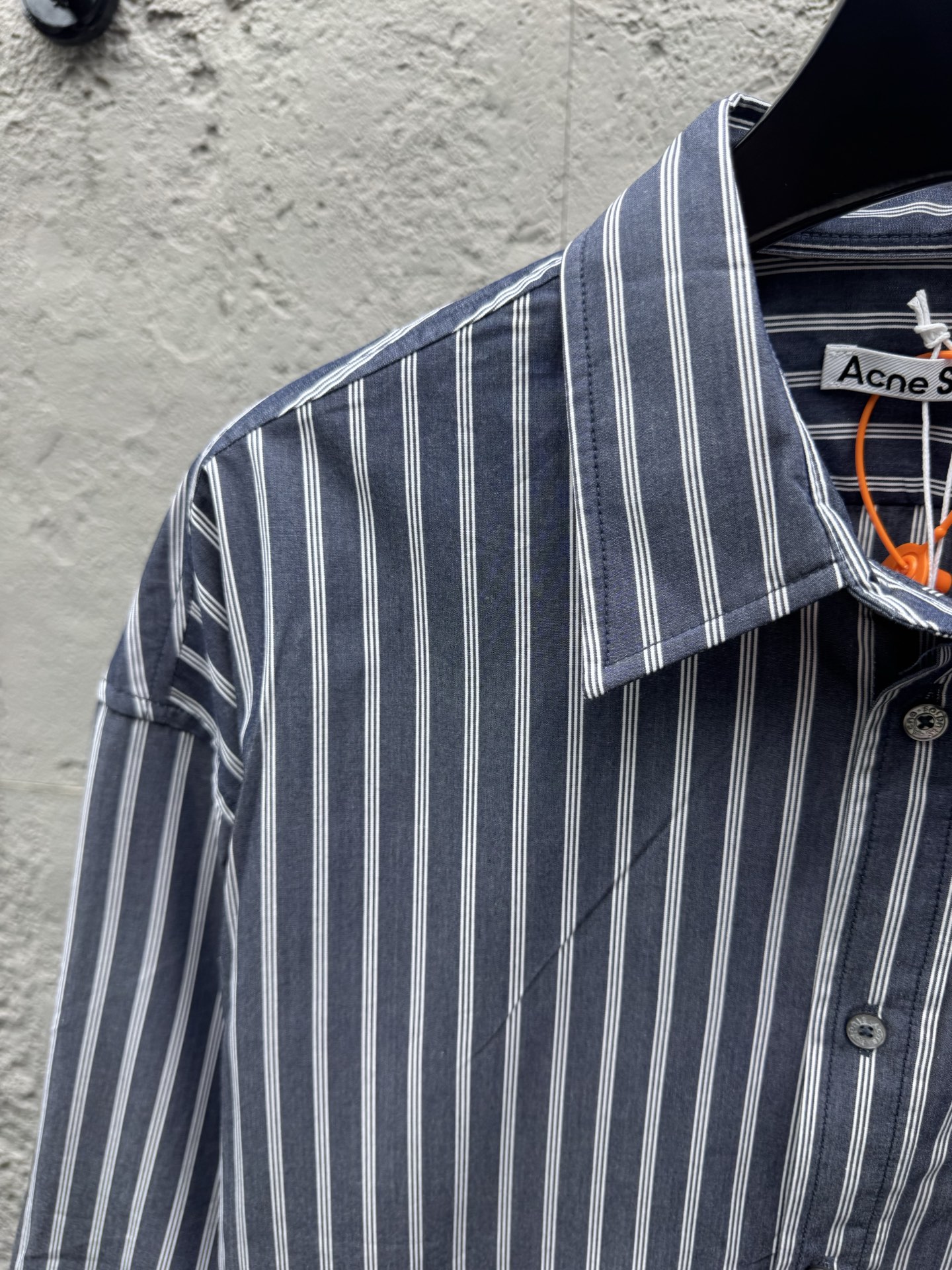 Acne logo badge striped shirts