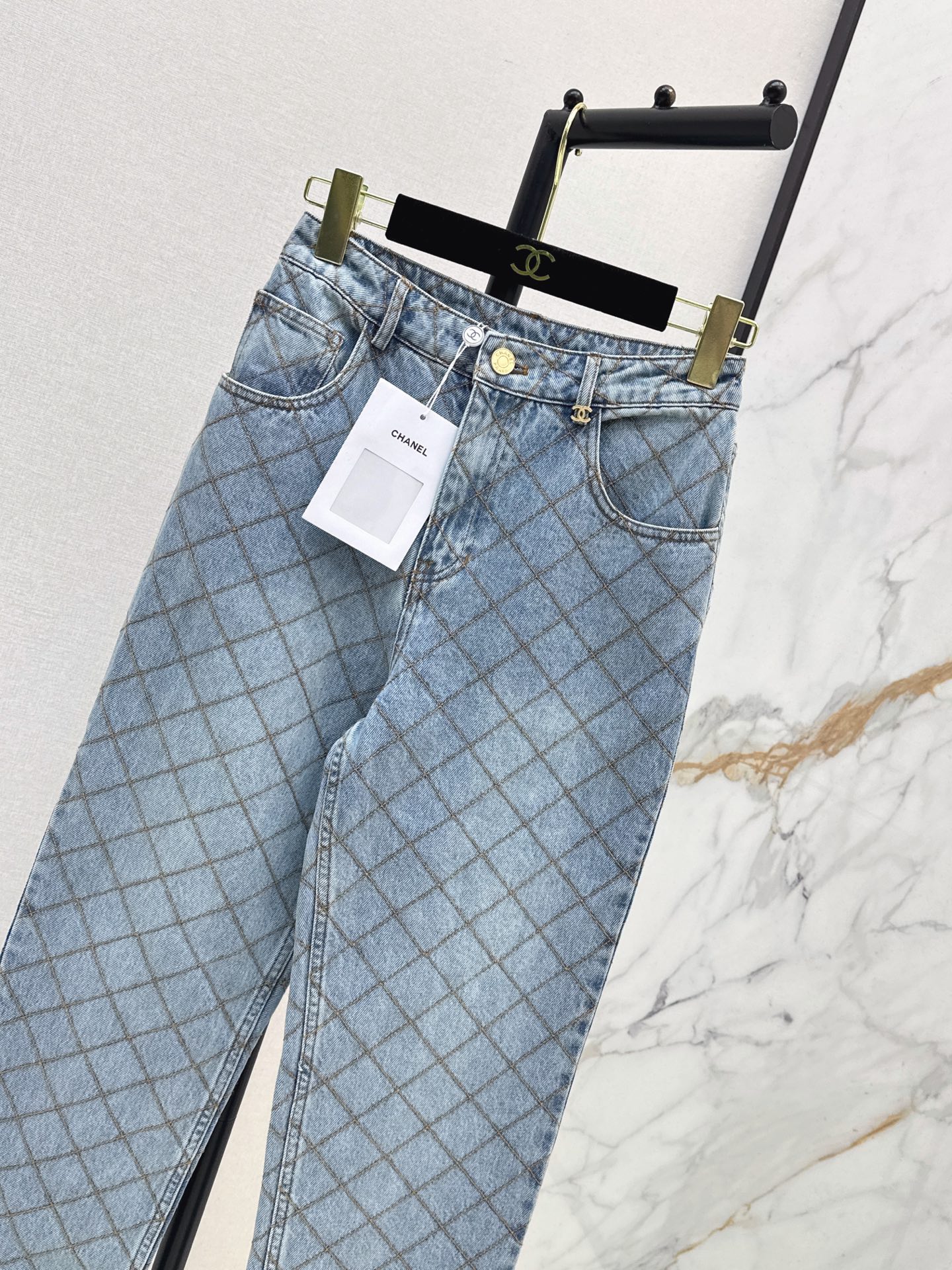 Chan 26fw diamond pattern jeans