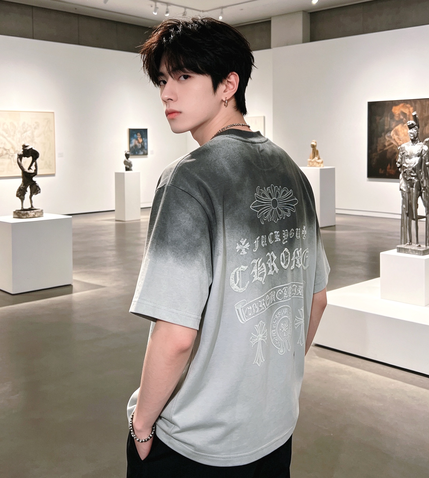 Chrome distressed washed t-shirt