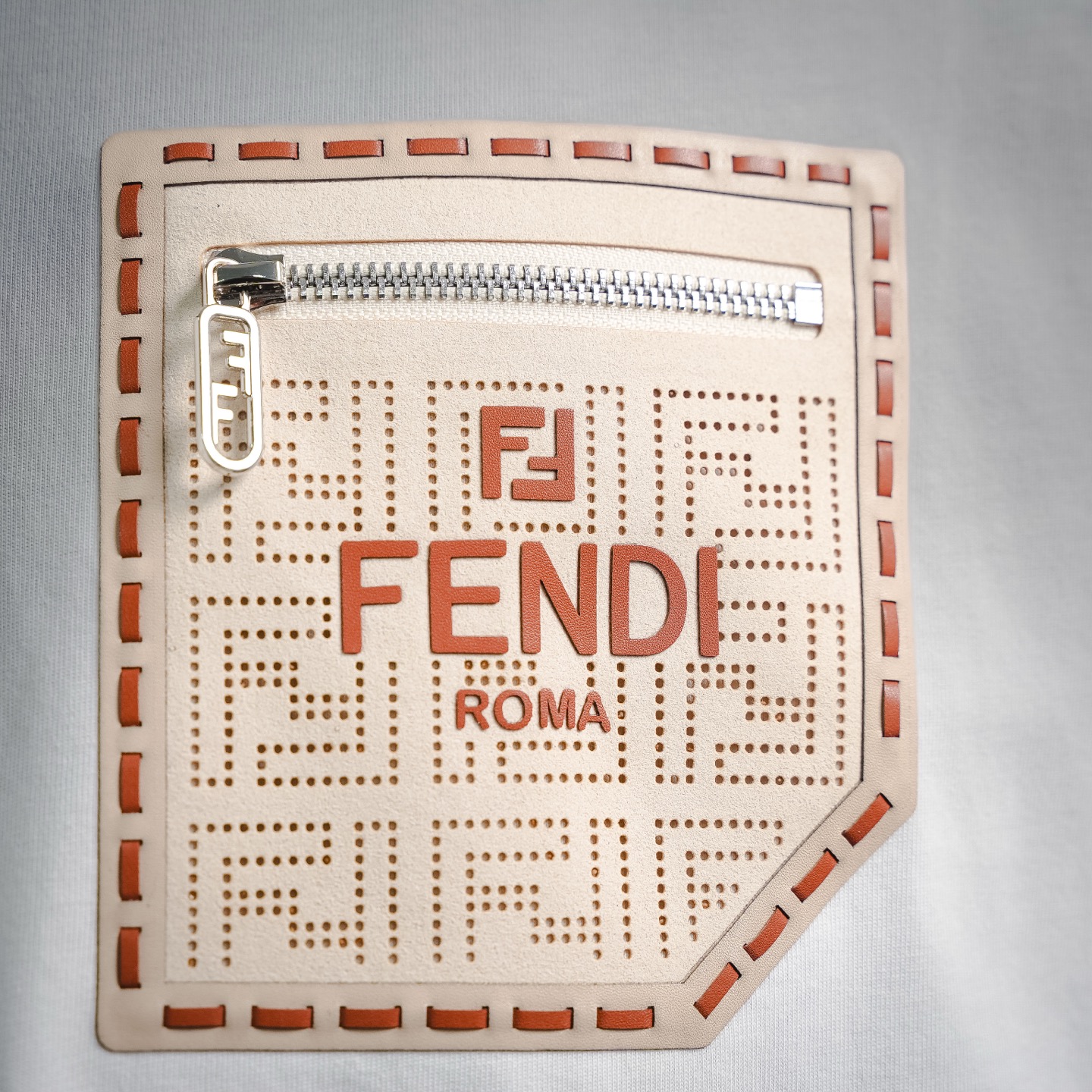 Fend zip-up pocket t-shirt