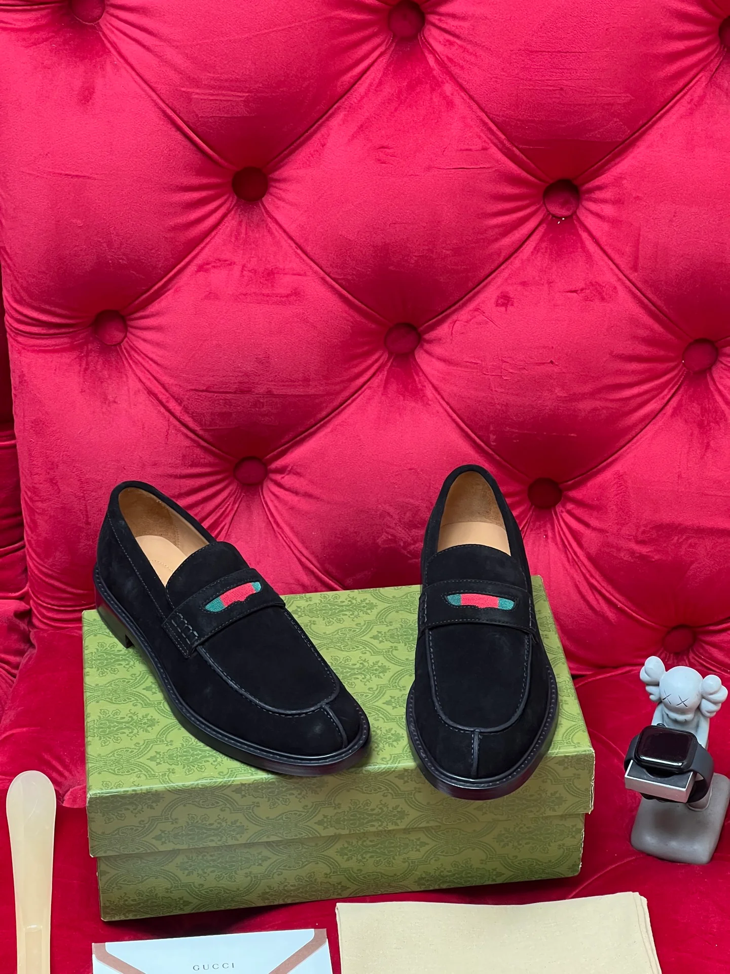 Guc suede penny loafers