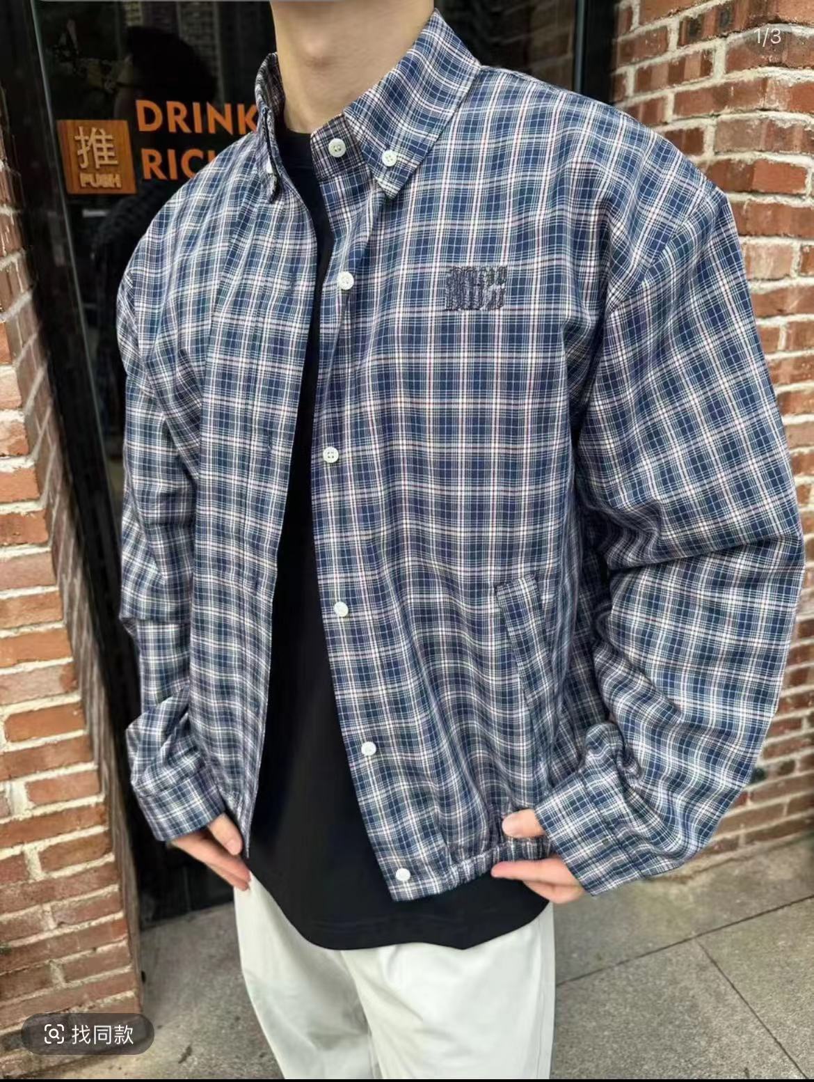 Miu embroidered plaid jacket