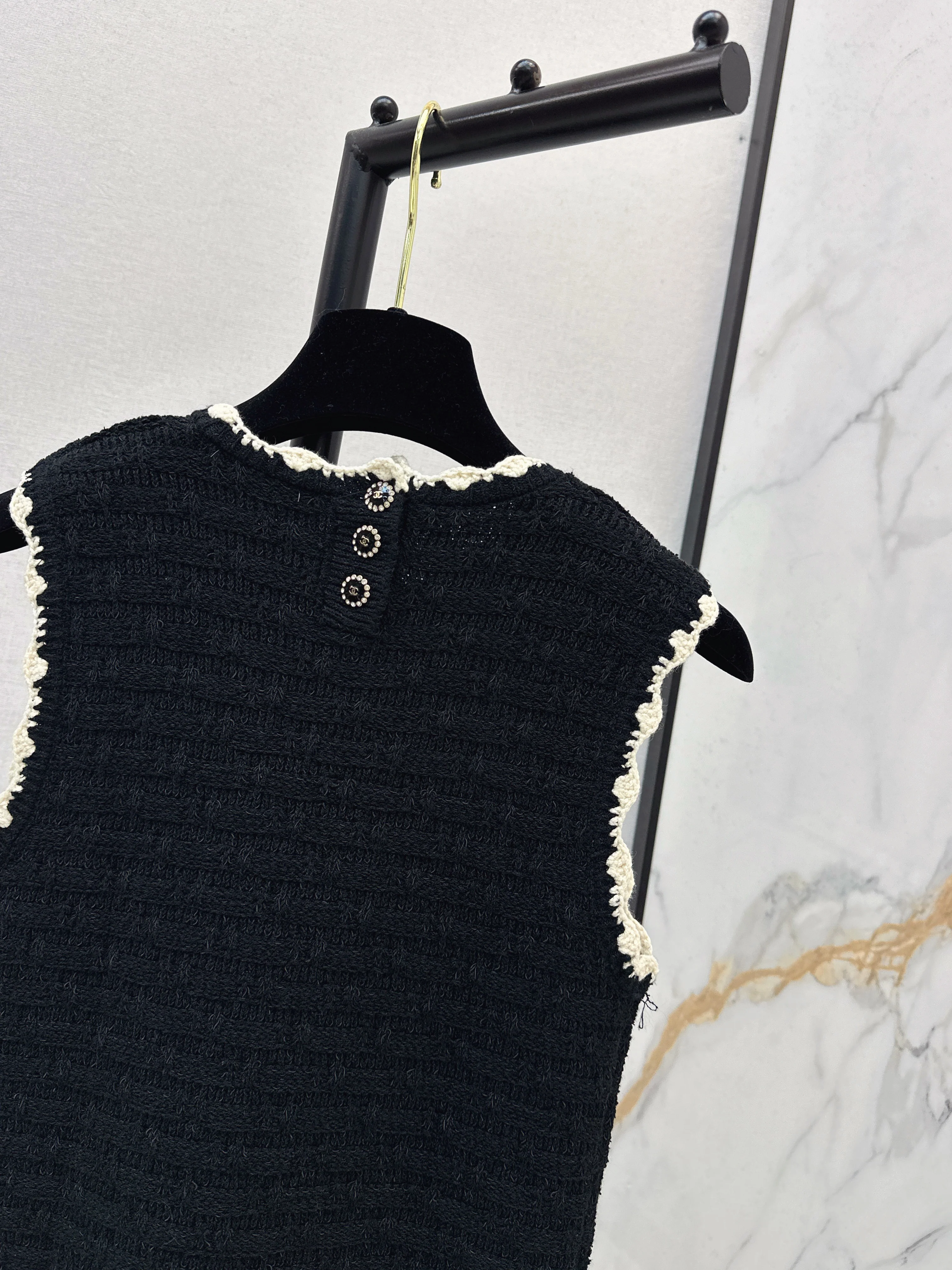 Chan 26ss woven knitted sleeveless dress