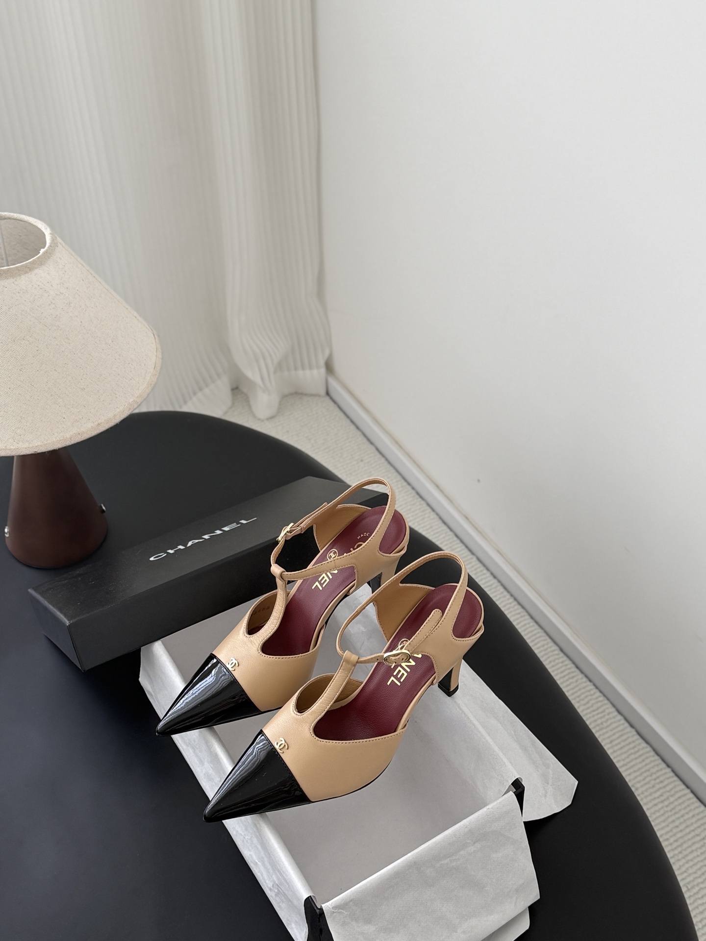 Chan 26P slingback t-strap heels