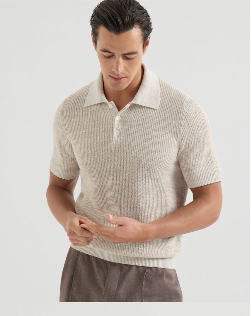 Brunello collared ribbed Polo