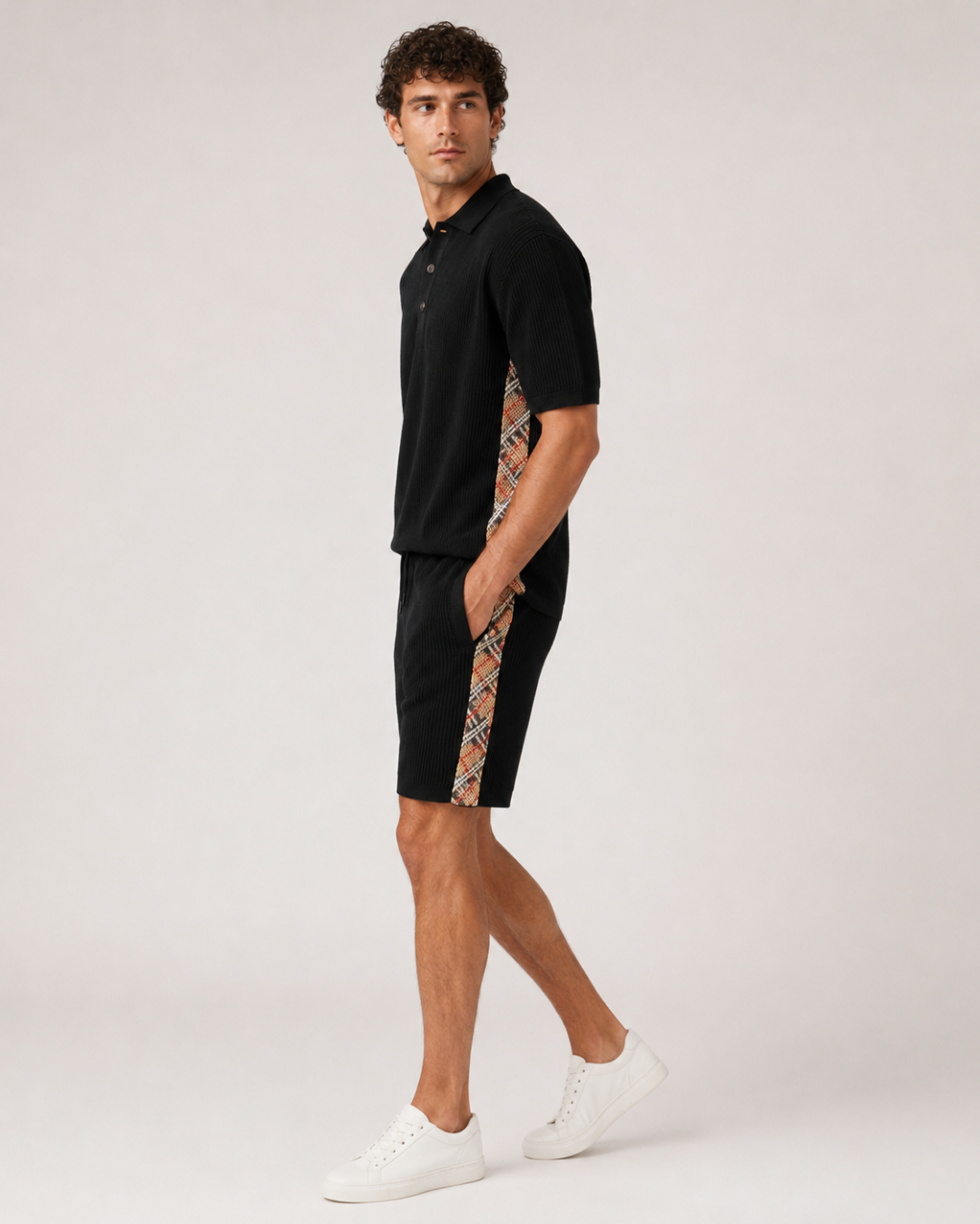 Brunello plaid knit Polo