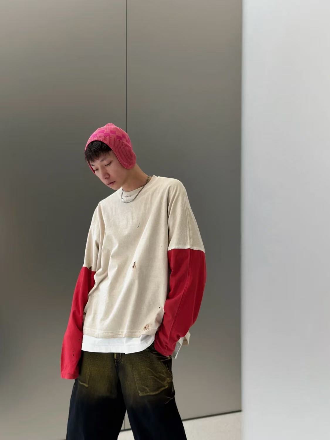 We11 distressed contrast sweatshirt